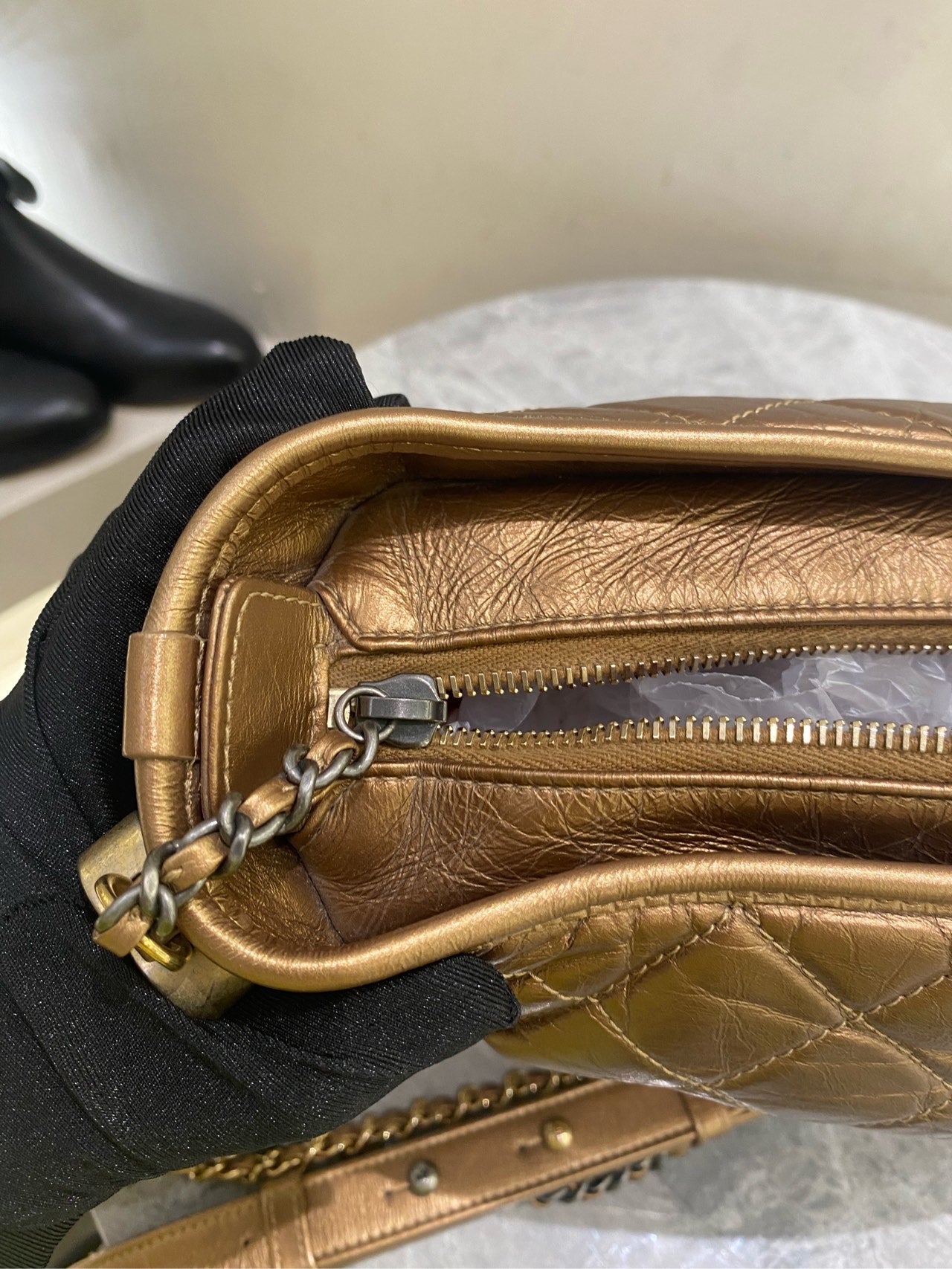Chanel - Gabrielle Hobo Bag - Aged calfskin and smooth calfskin - Gold - (Medium)