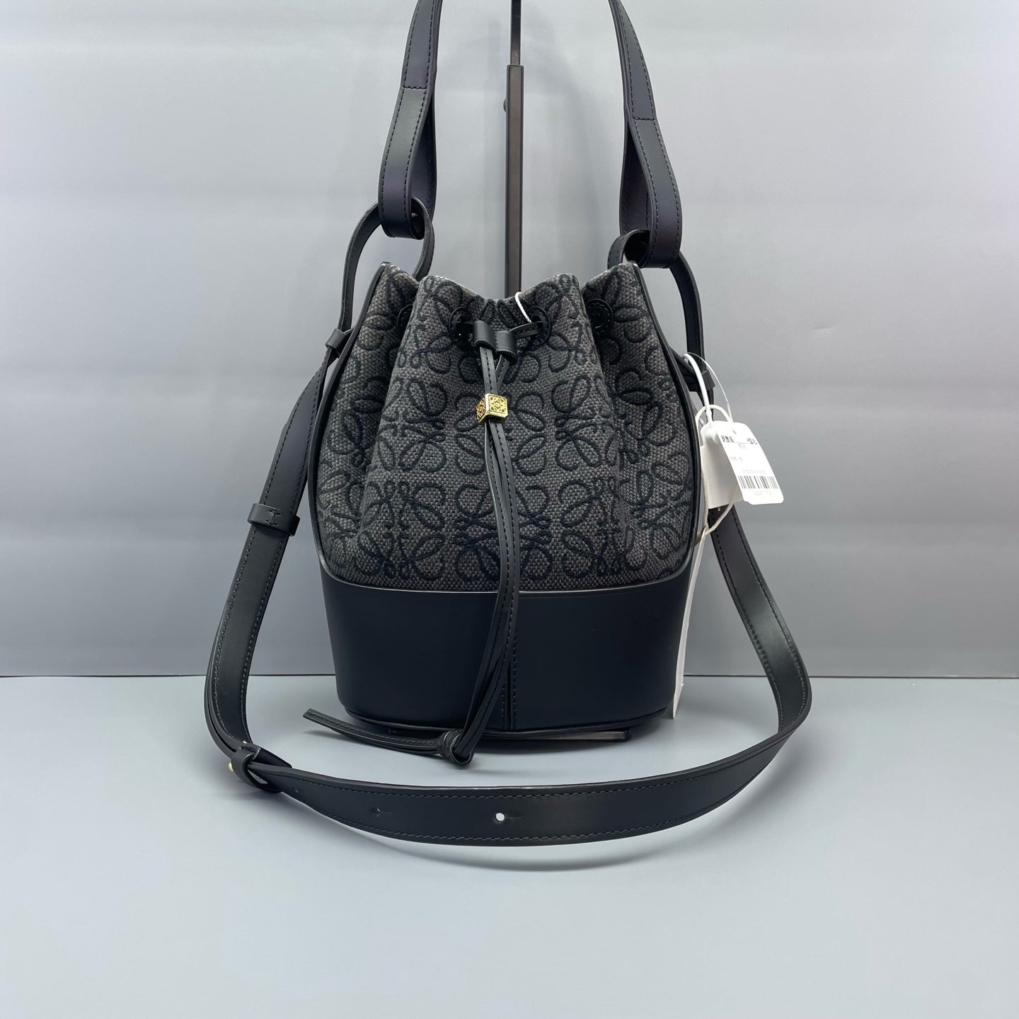 Loewe - Balloon Bag Small - Anagram jacquard canvas and calfskin leather - Black - (small)