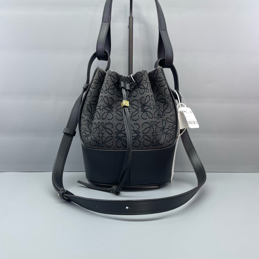 Loewe - Balloon Bag Small - Anagram jacquard canvas and calfskin leather - Black - (small)