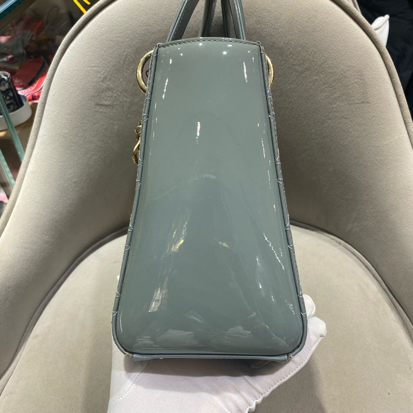 Dior - Lady Dior - Patent leather - Grey - (Medium)