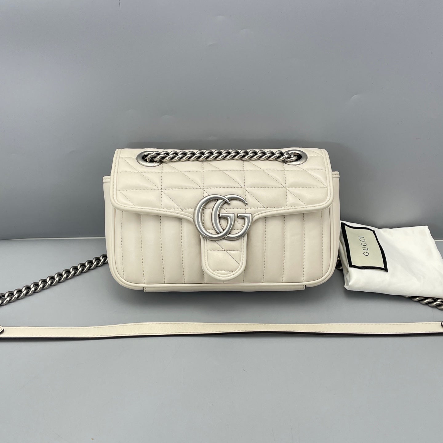 Gucci - GG Marmont Matelassé Small Shoulder Bag - Leather - White - (mini)