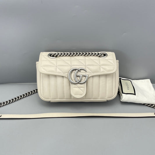 Gucci - GG Marmont Matelassé Small Shoulder Bag - Leather - White - (mini)