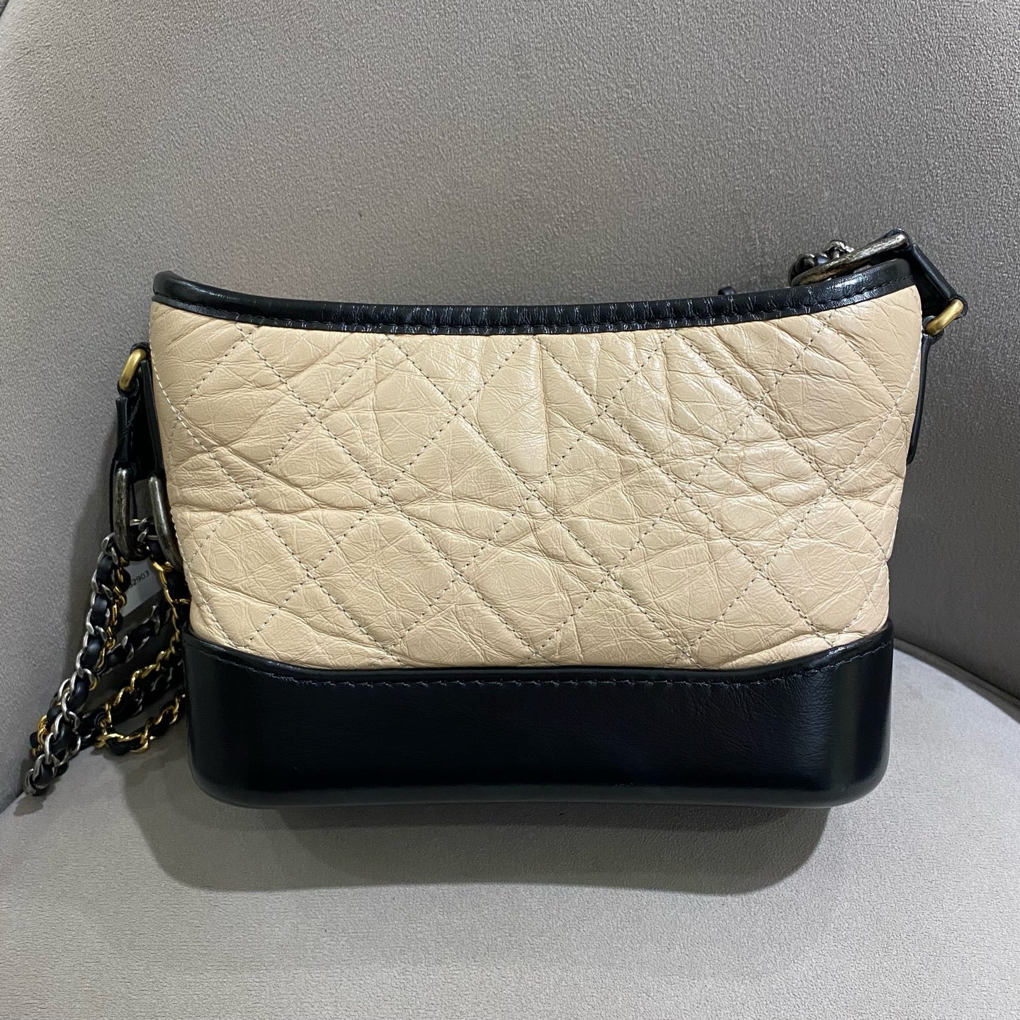 Chanel - Gabrielle Hobo Bag - Aged calfskin leather and smooth calfskin leather - Beige and Black - (small)