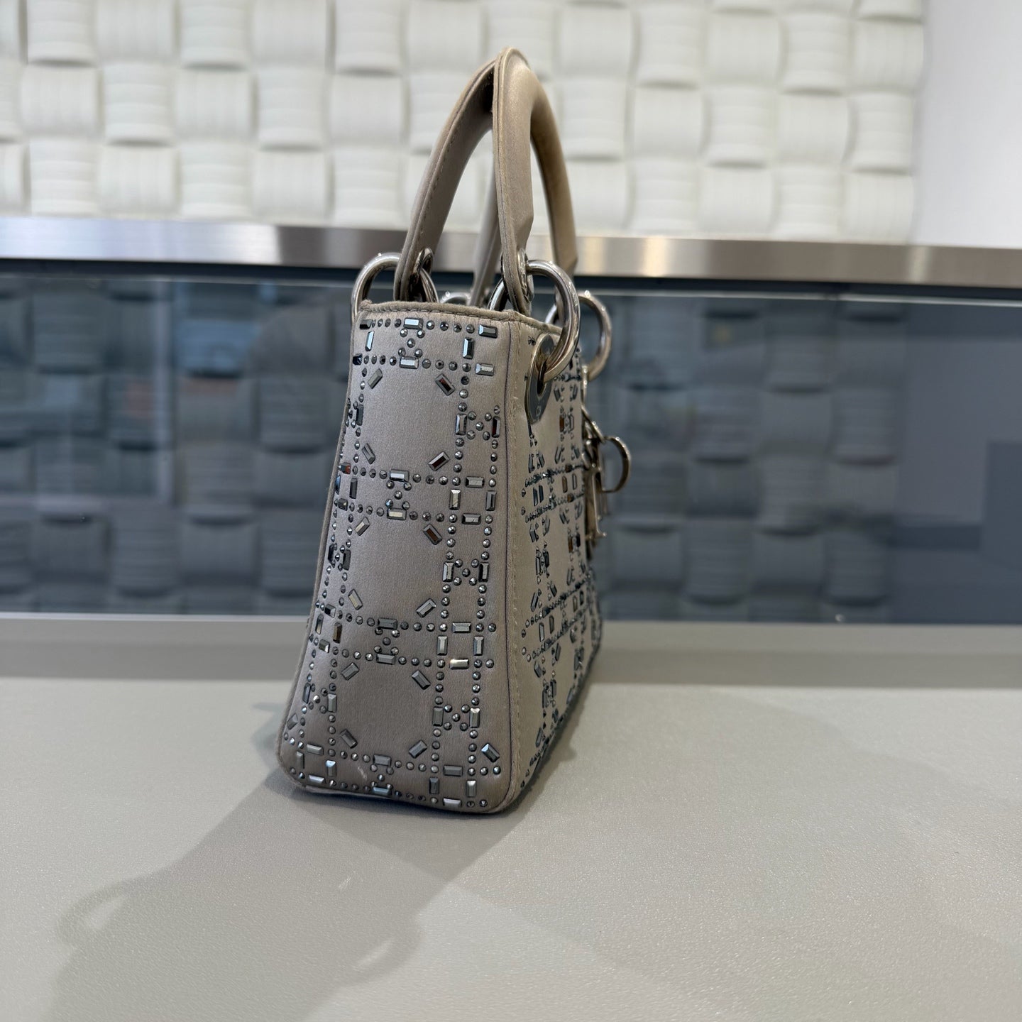 Dior - Lady Dior (Rhinestone Embellished Satin) - Satin with rhinestones - Grey - (mini)