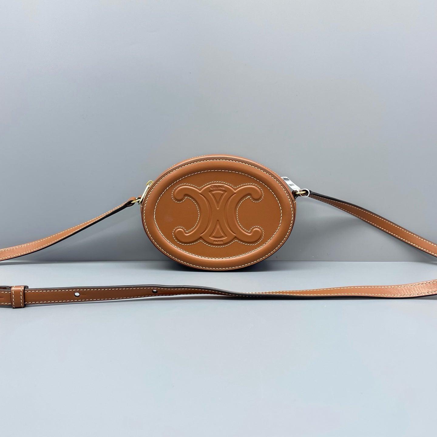 Celine - Triomphe Oval Bag - Leather - Caramel - (Mini)