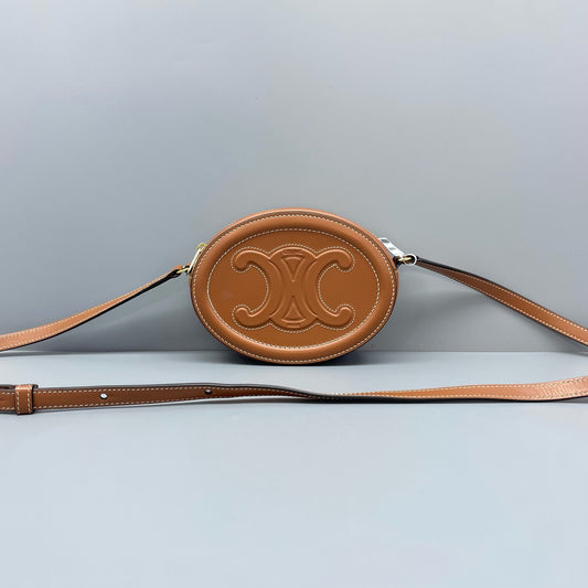 Celine - Triomphe Oval Bag - Leather - Caramel - (Mini)