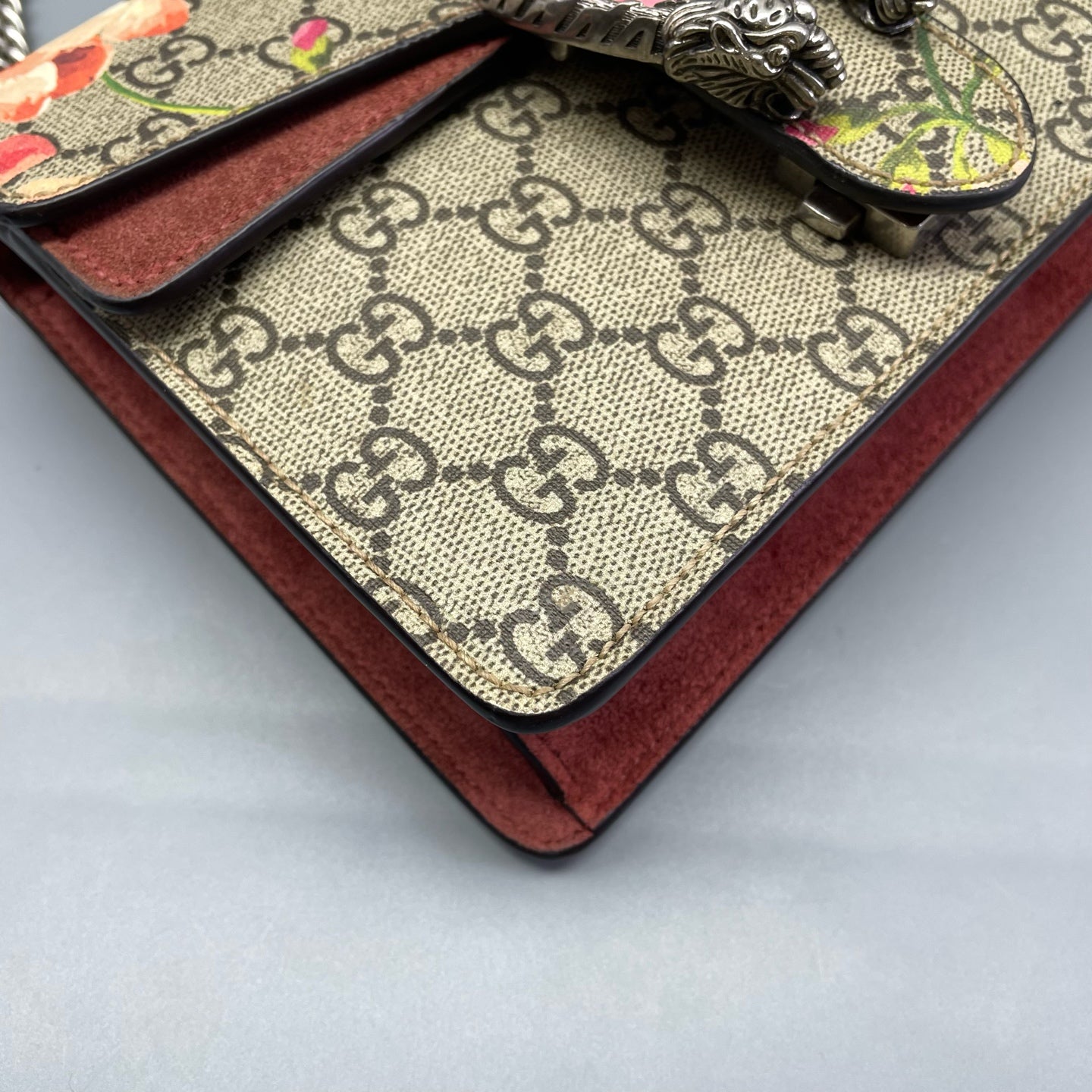 Gucci - Dionysus Floral Small Chain Bag - GG Supreme canvas, Suede, Leather trim - Multicolour, Beige, Burgundy - (small)