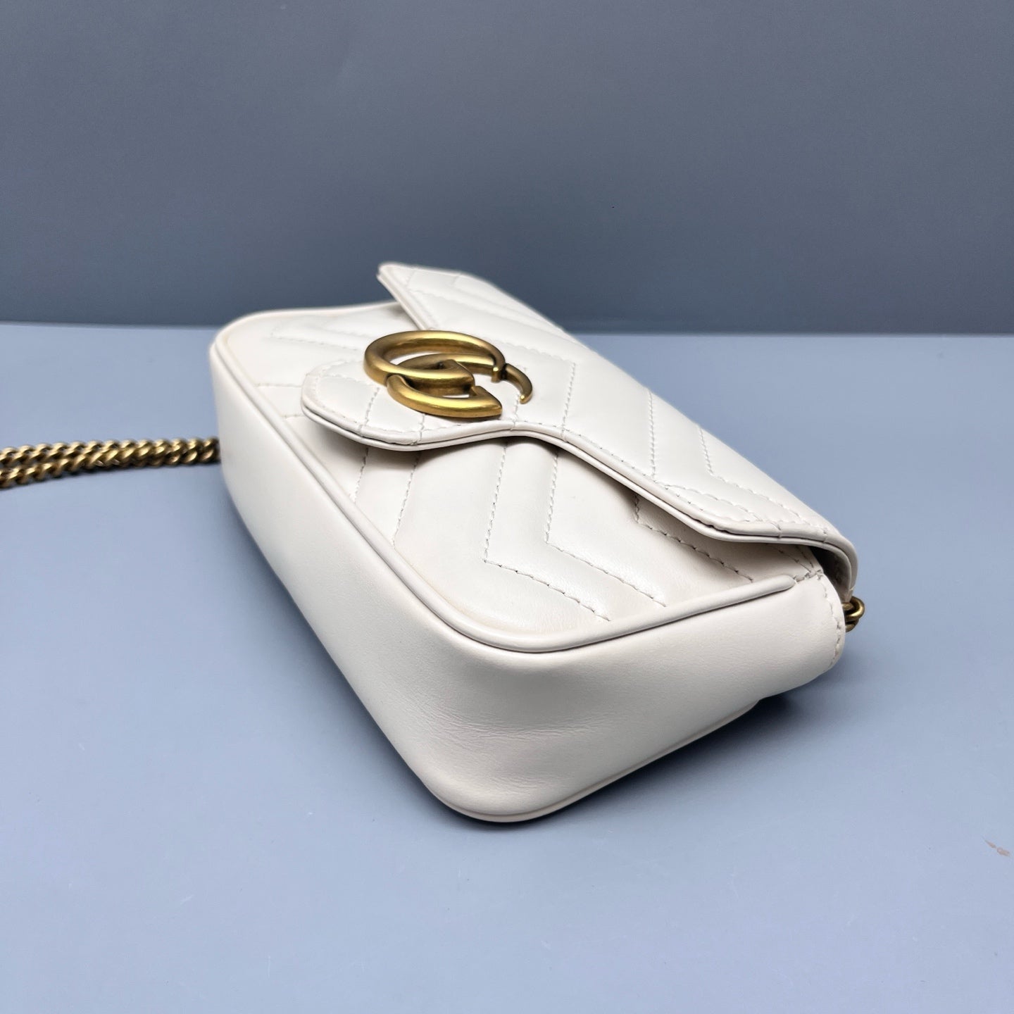 Gucci - GG Marmont Mini Chain Bag - Matelassé leather - White - (mini)