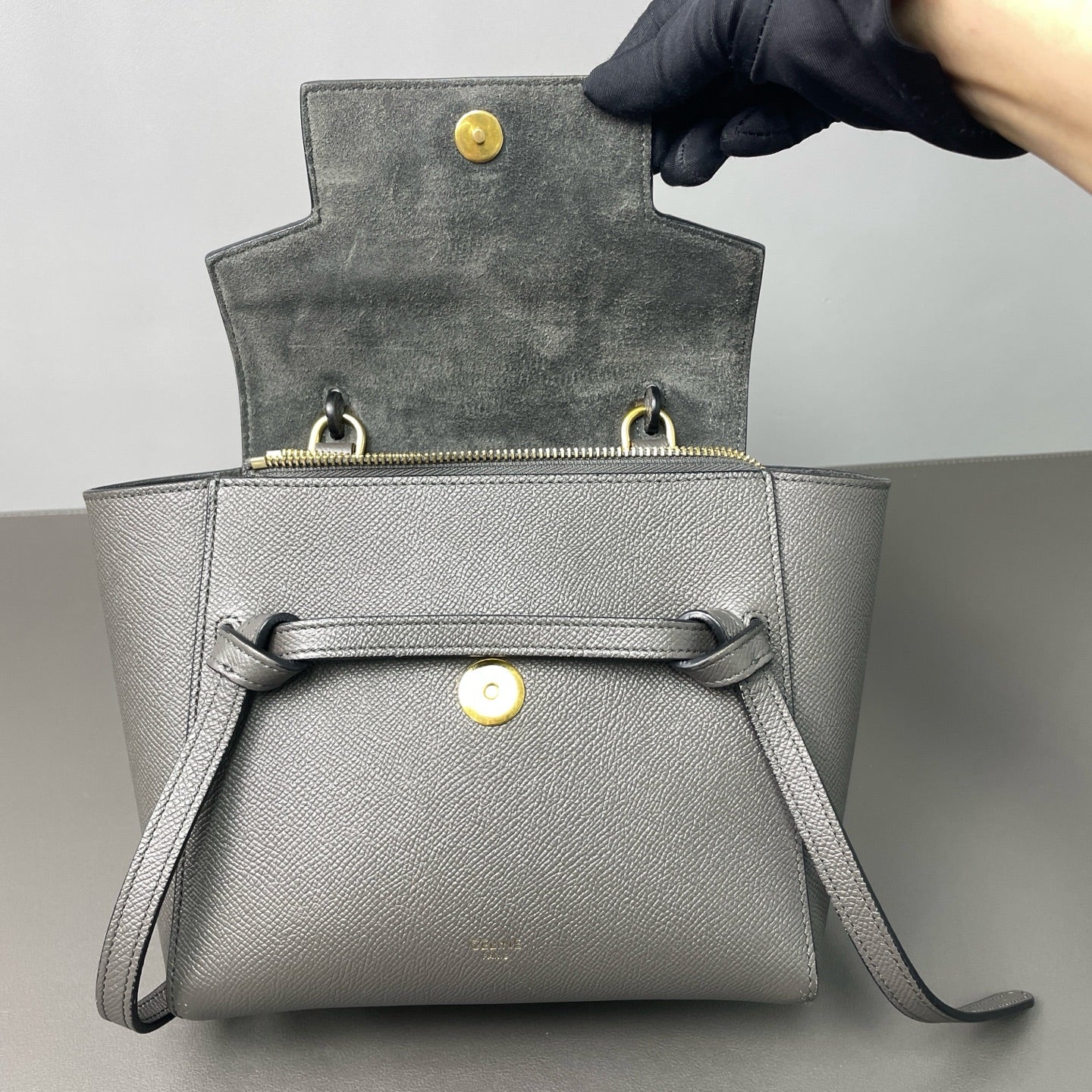 Celine - Belt Bag - Grained calfskin leather - Elephant Grey - (Mini)