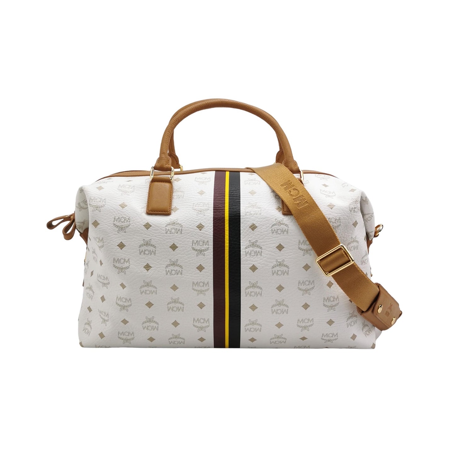 MCM - Visetos Boston Bag (M4002) - Coated canvas and leather - White - (large)