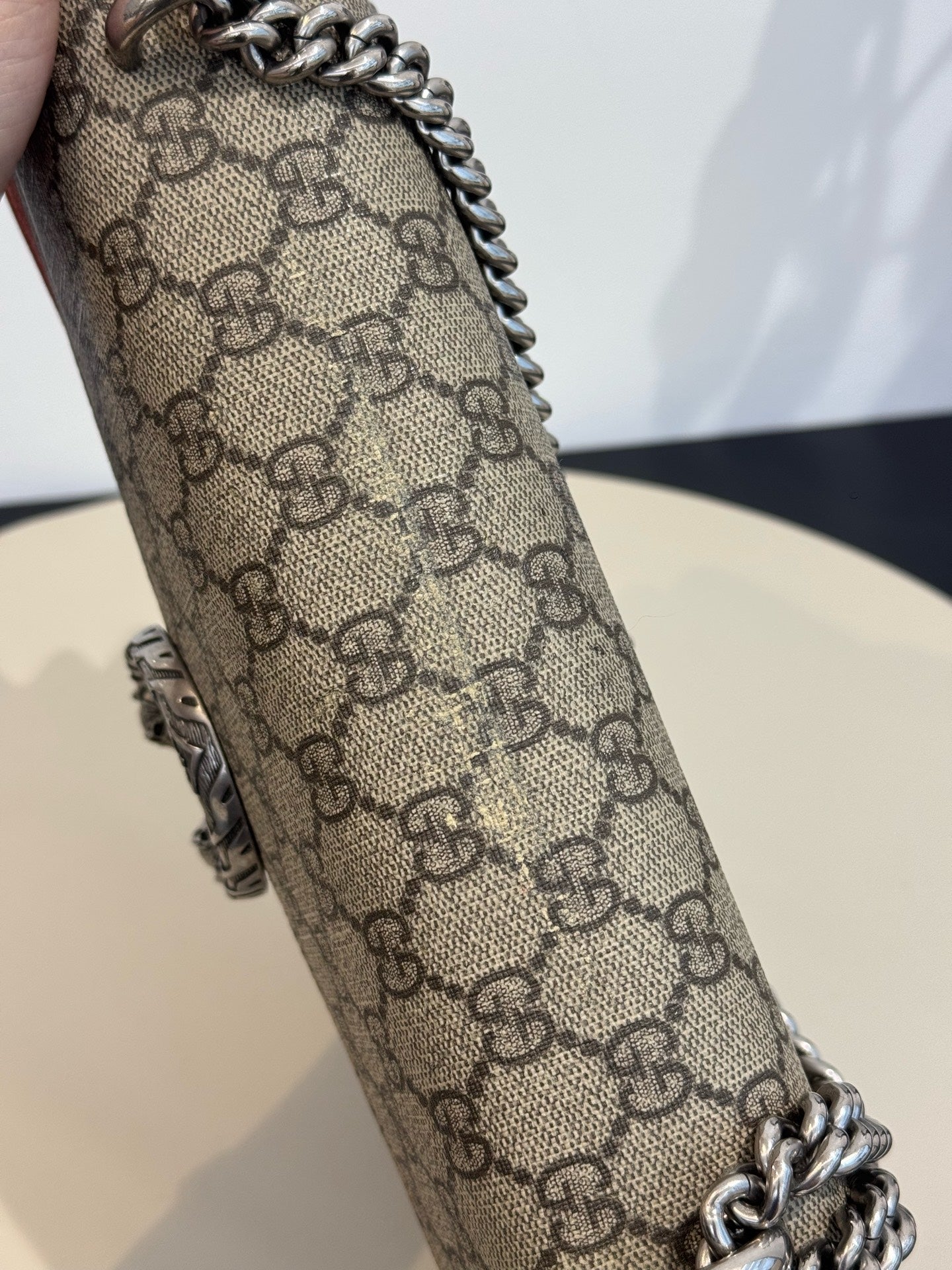 Gucci - Dionysus Medium Shoulder Bag - GG Supreme canvas and suede - Beige with Red accents - (Medium)