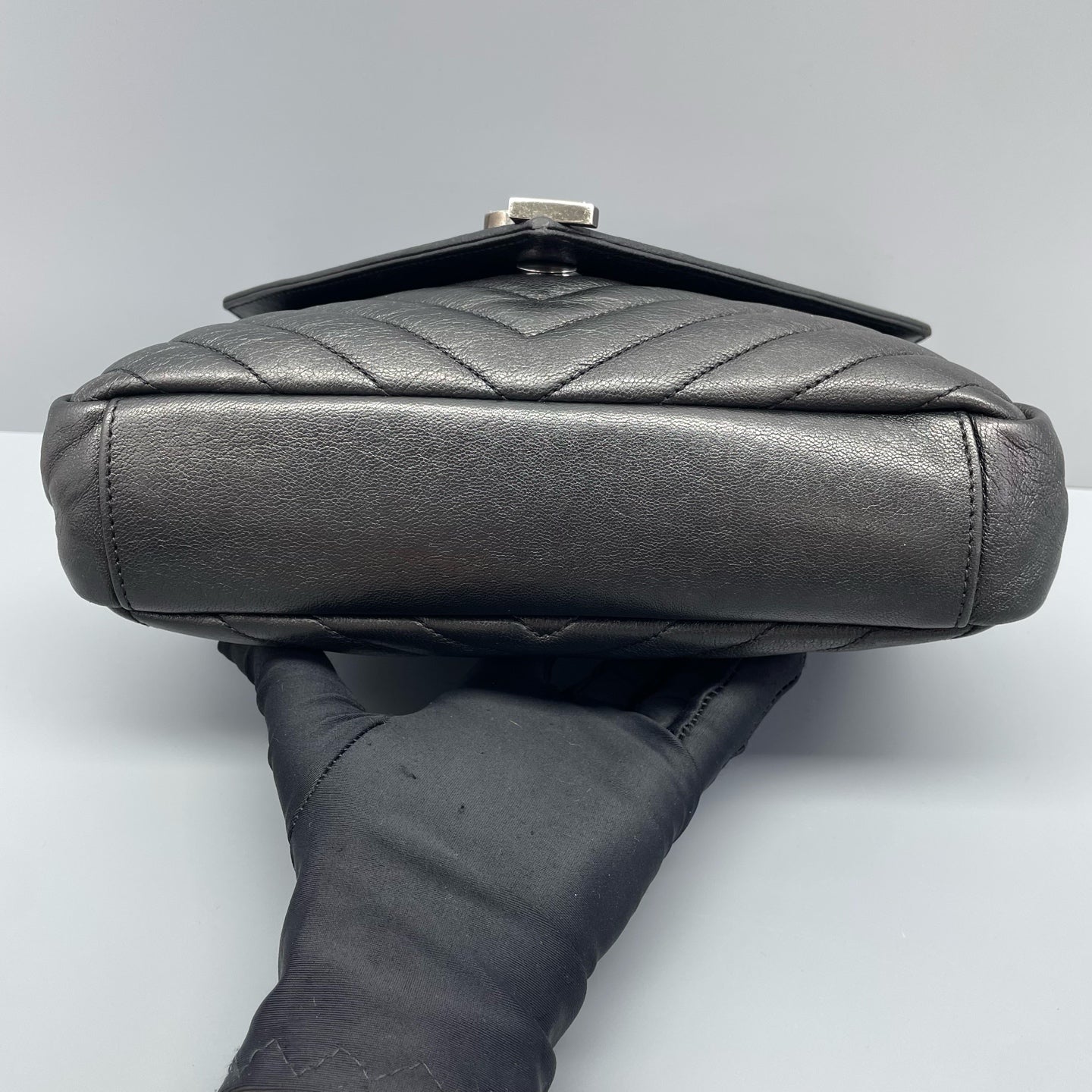 Saint Laurent - College Monogram Bag - Leather - Metallic Black - (Small)