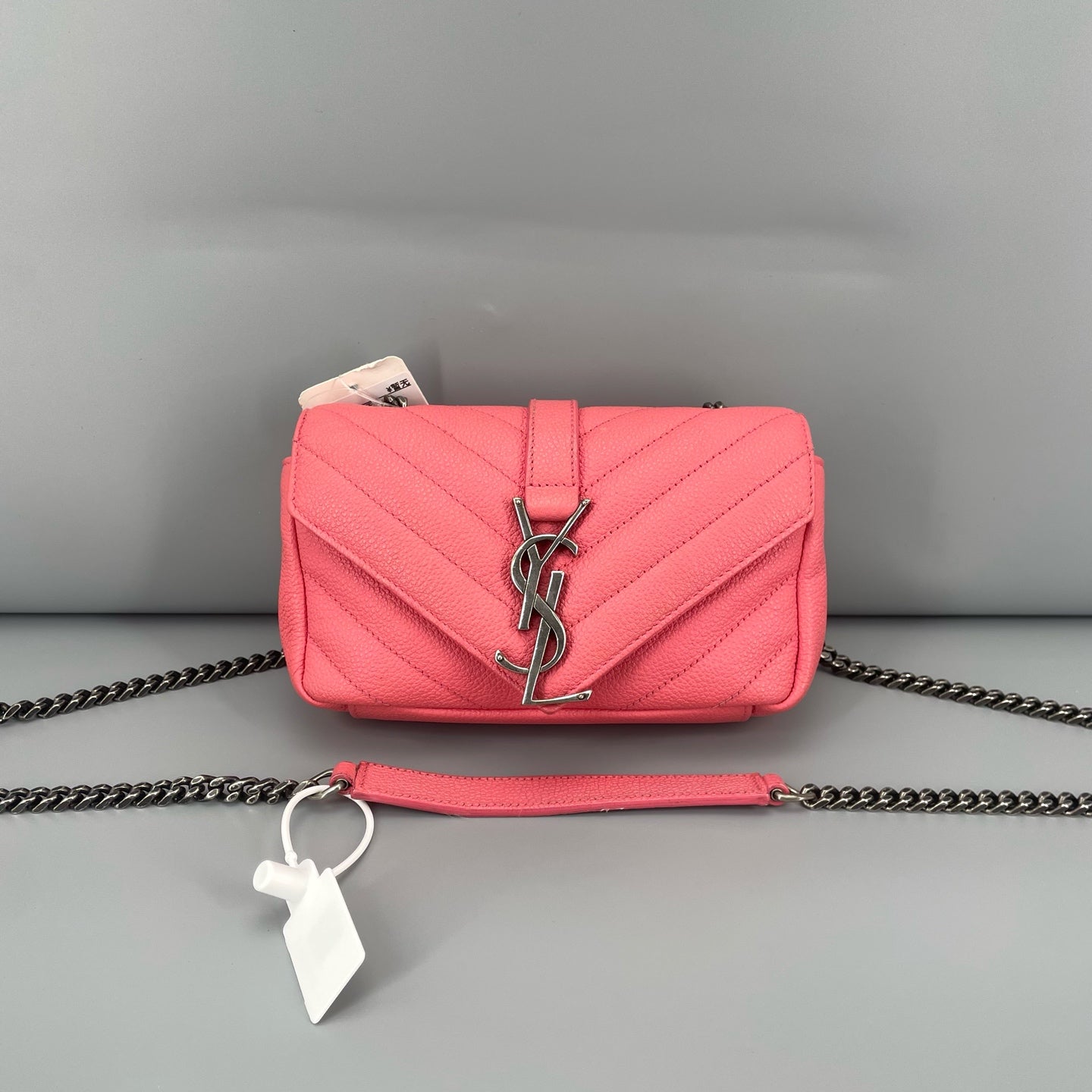 Saint Laurent - College Mini Messenger Bag - Grained leather - Pink - (mini)