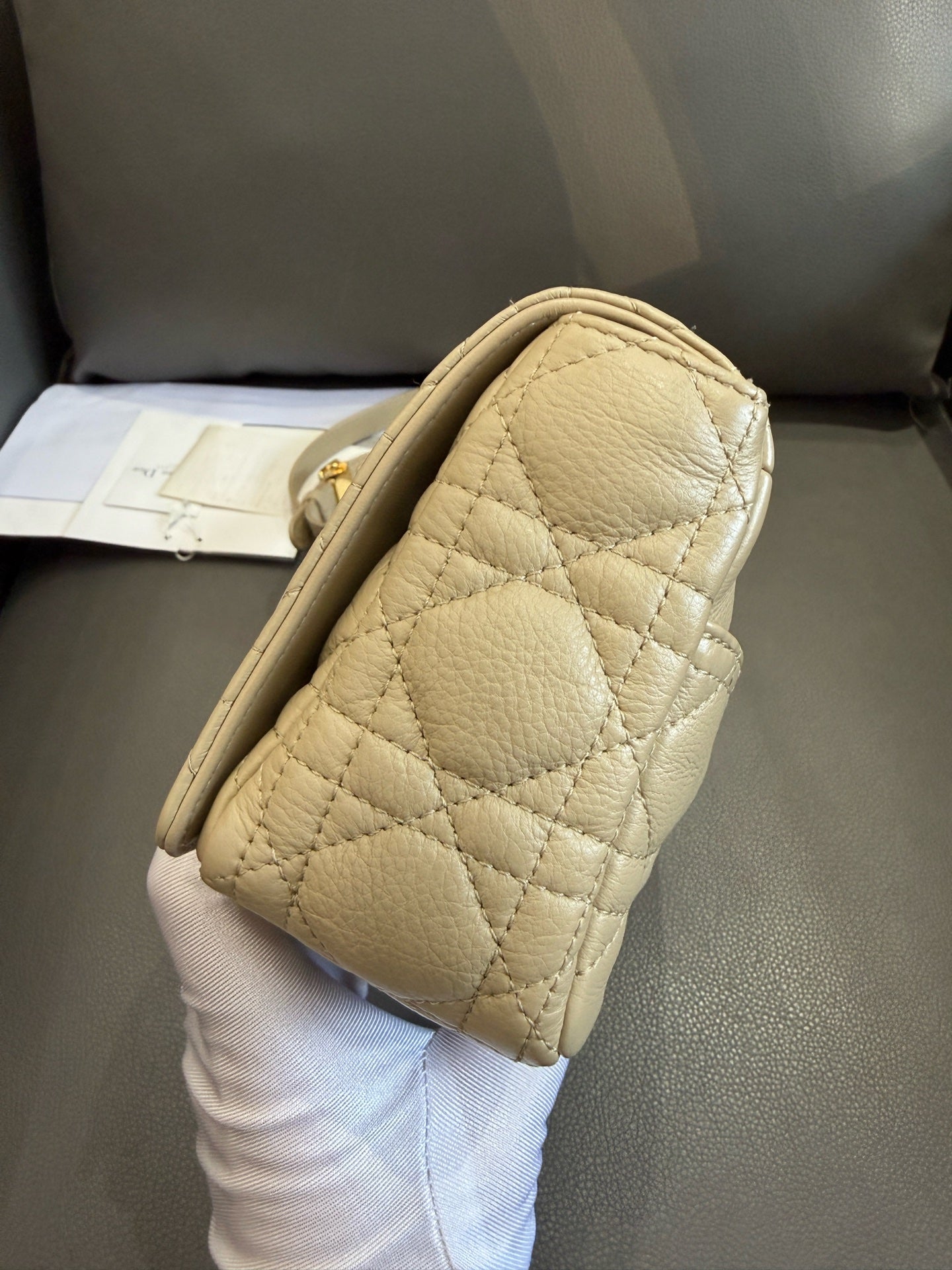 Dior - Caro Small - Calfskin leather - Beige - (small)