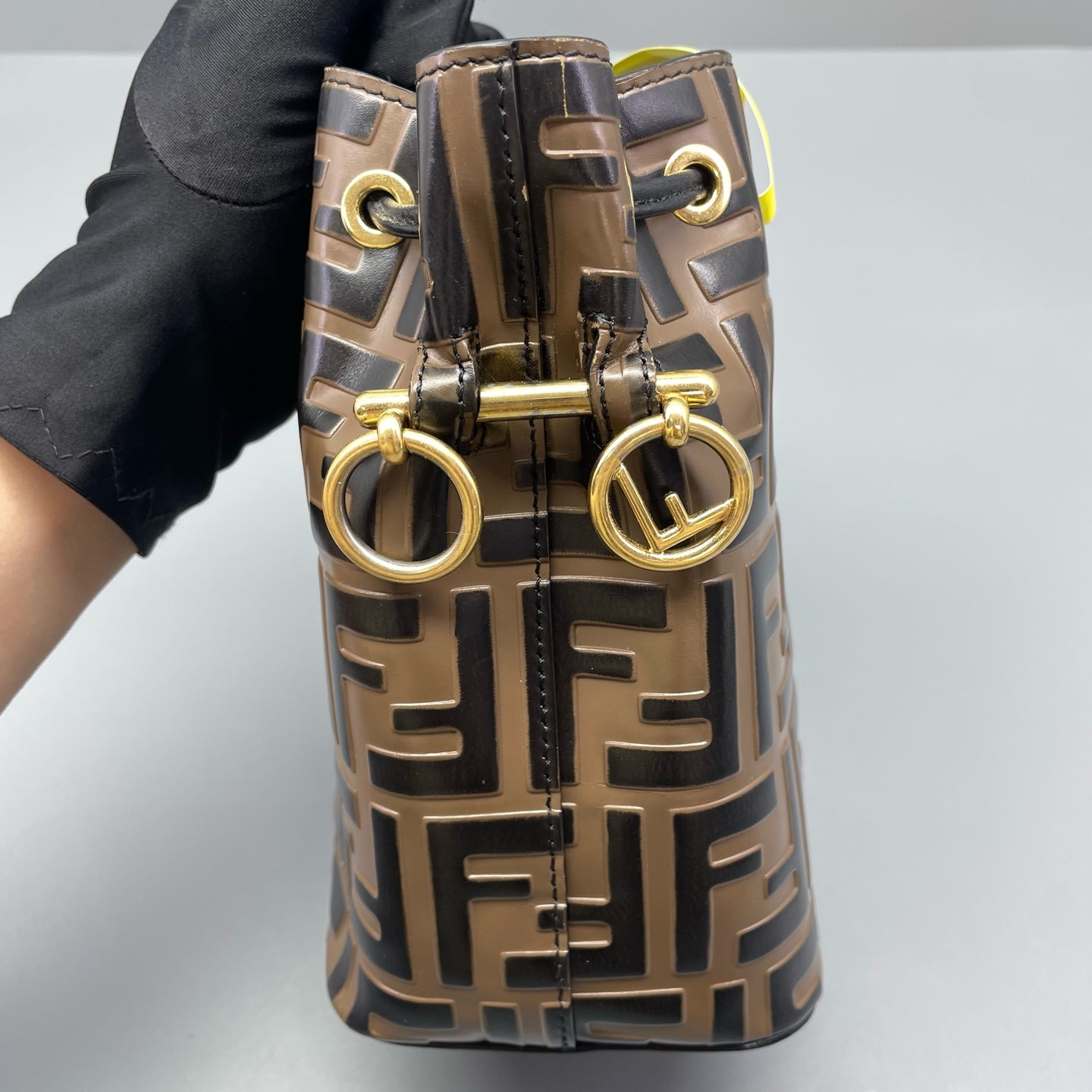 Fendi - Mini Bucket Bag with FF Monogram - Coated canvas with leather trim - Brown - (mini)
