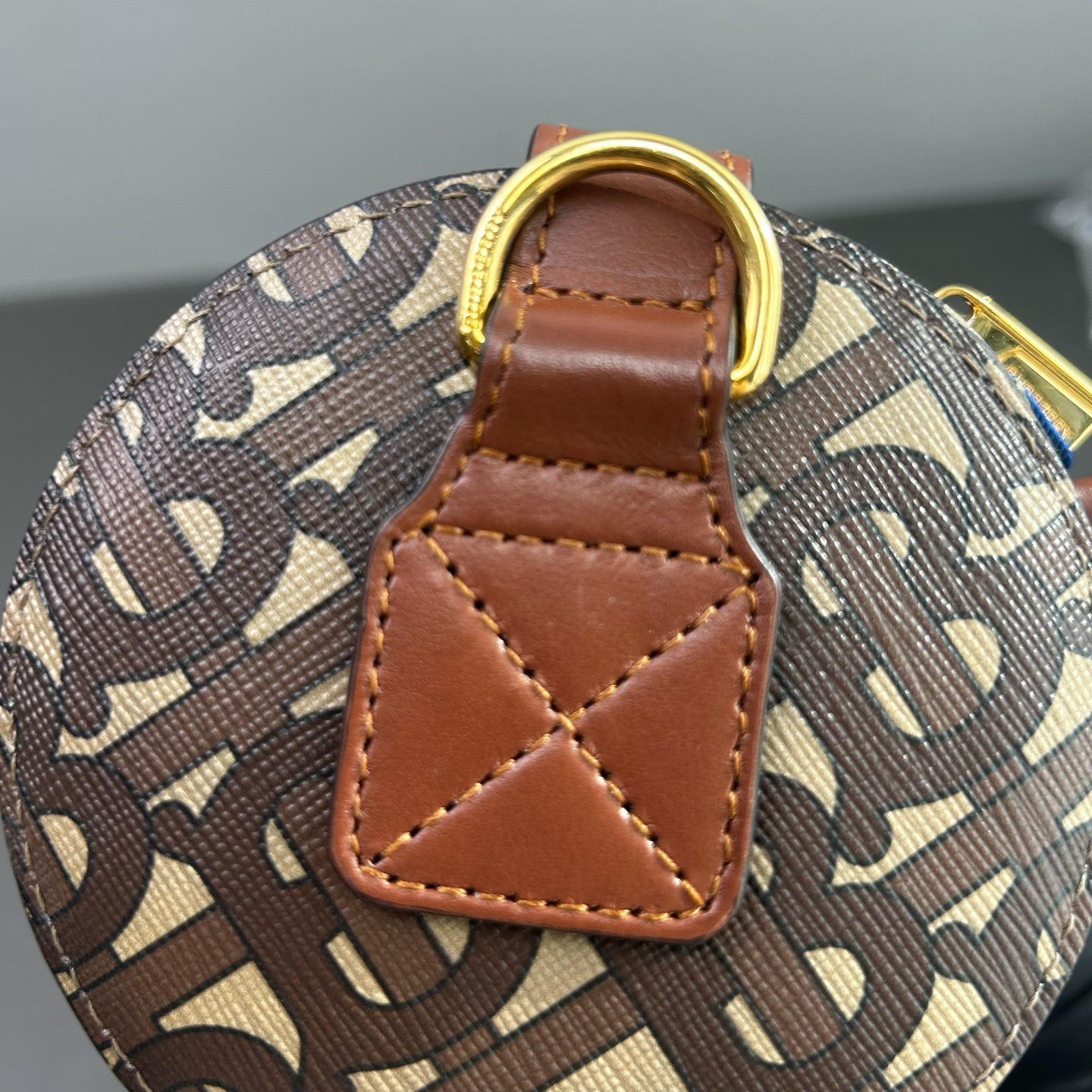 Burberry - TB Monogram Cylinder Bag - Coated Canvas with Leather Trim - Brown, Black, White, Red - (small)