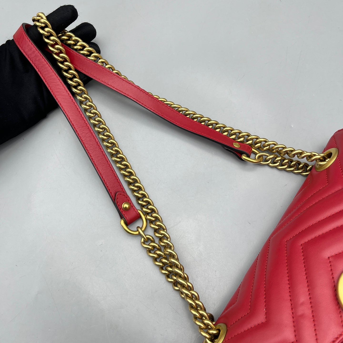 Gucci - GG Marmont Small Matelassé Shoulder Bag - Leather - Red - (Small)