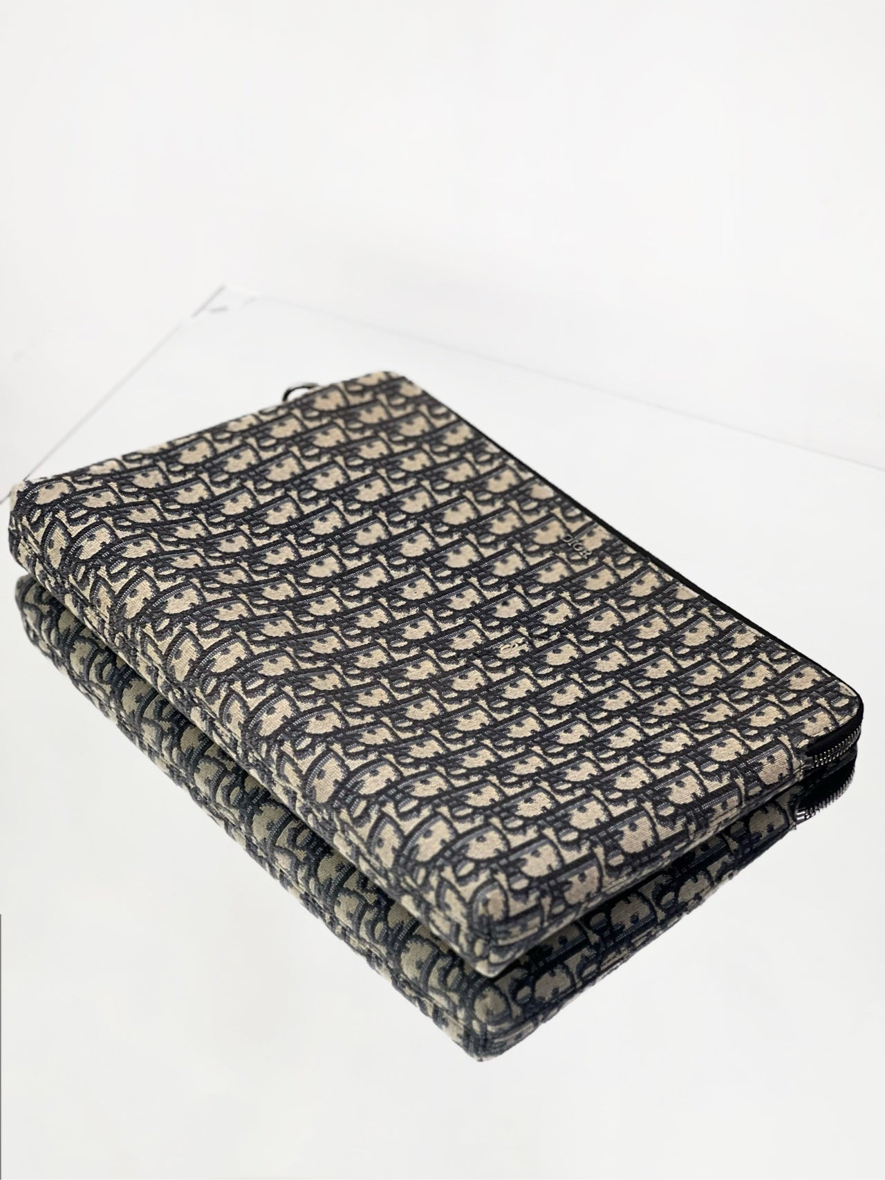 Dior - Dior Oblique Pouch - Canvas - Blue and Beige - (Large)
