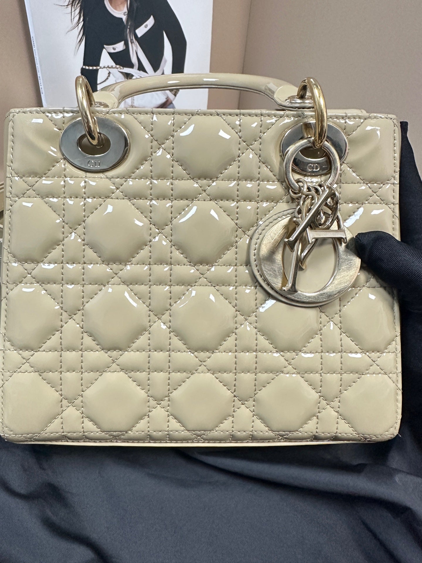 Dior - Lady Dior - Patent leather - Beige - (Small)