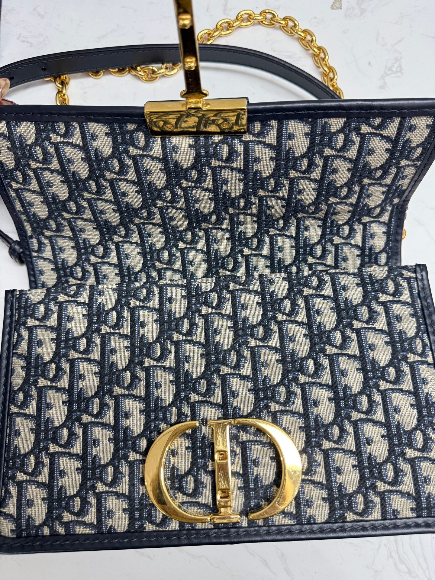 Dior - Montaigne Flap Bag - Dior Oblique Canvas with Leather Trim - Multicolour - (Medium)