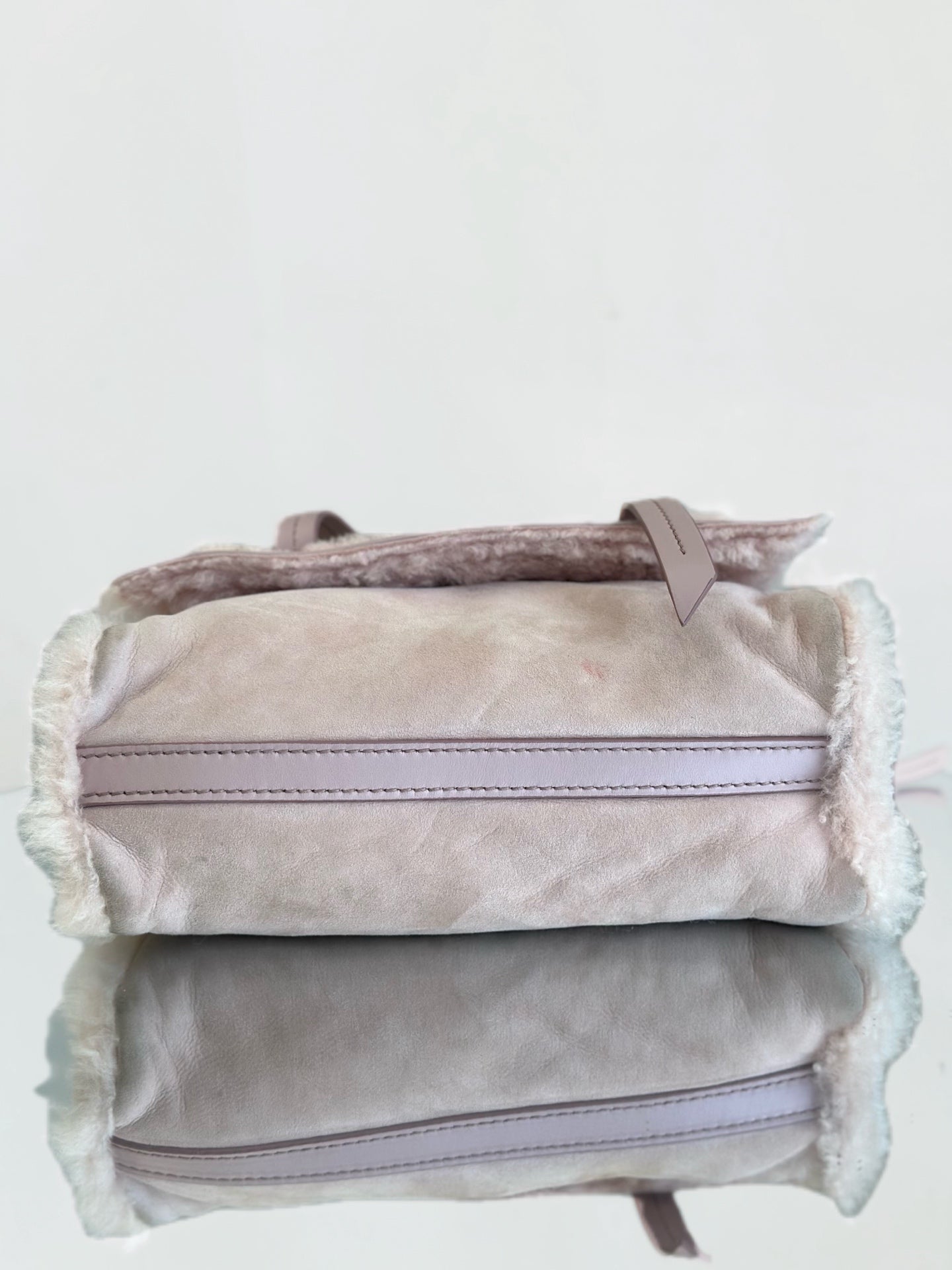 Miu Miu - 5BD097 Messenger Bag - Lambskin suede and shearling - Pink - (medium)