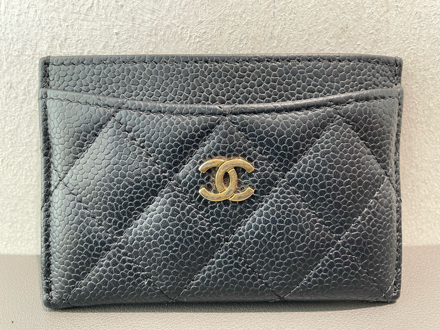 Chanel - CF Card Holder - Grained leather - Black - (mini)