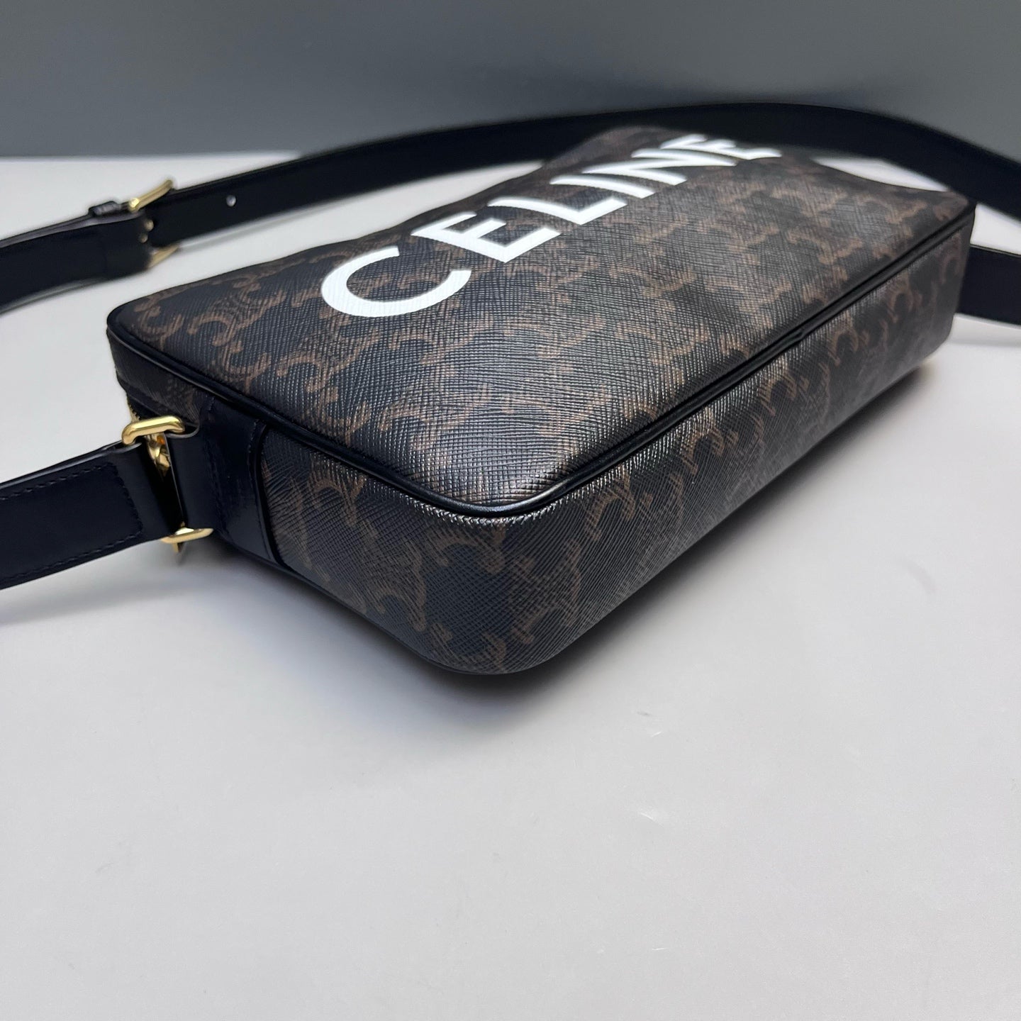 Celine - Triomphe Canvas Camera Bag - Coated canvas with leather trim - Brown - (medium)