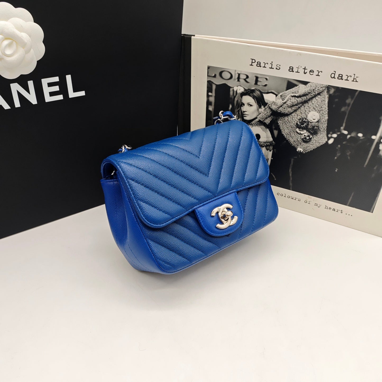 Chanel - Square Mini Flap Bag - Caviar leather - Blue - (mini)