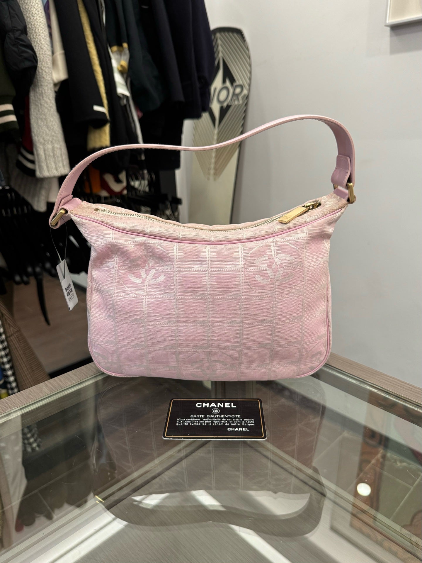 Chanel - New Travel Line Hobo Bag - Nylon jacquard with leather trim - Pink - (Small)