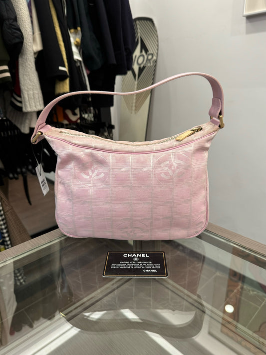 Chanel - New Travel Line Hobo Bag - Nylon jacquard with leather trim - Pink - (Small)
