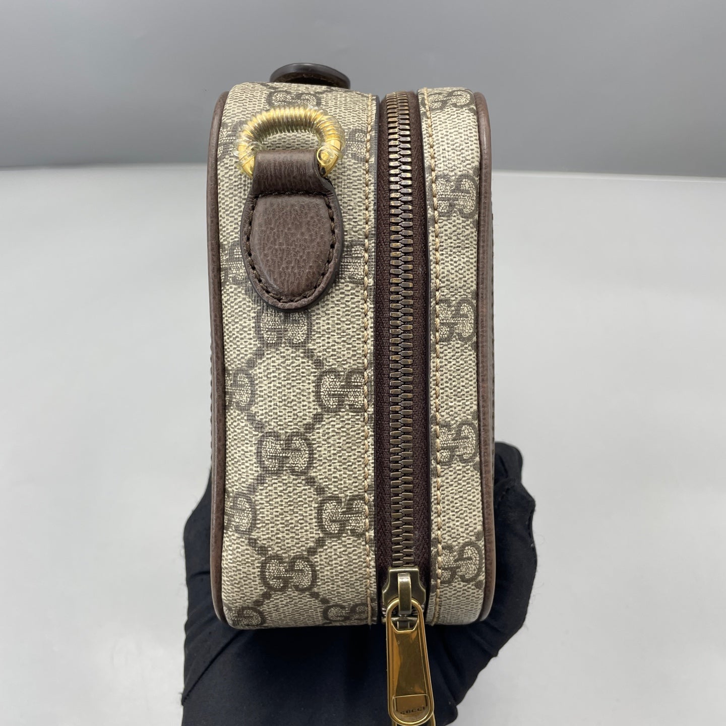 Gucci - Ophidia GG Small Bag - GG Supreme canvas with leather trim - Beige with brown accents, red and green web stripe - (small)