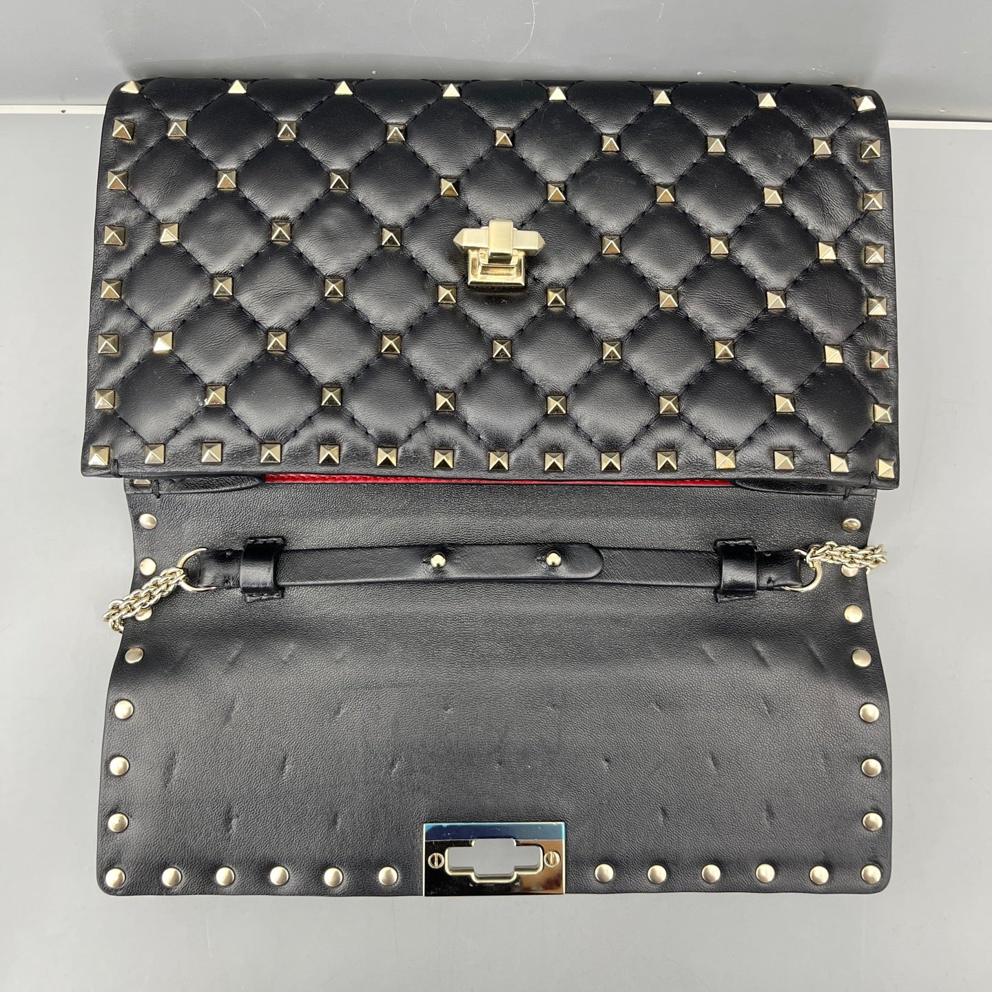 Valentino - Rockstud Wallet on Chain - Leather - Black - (mini)