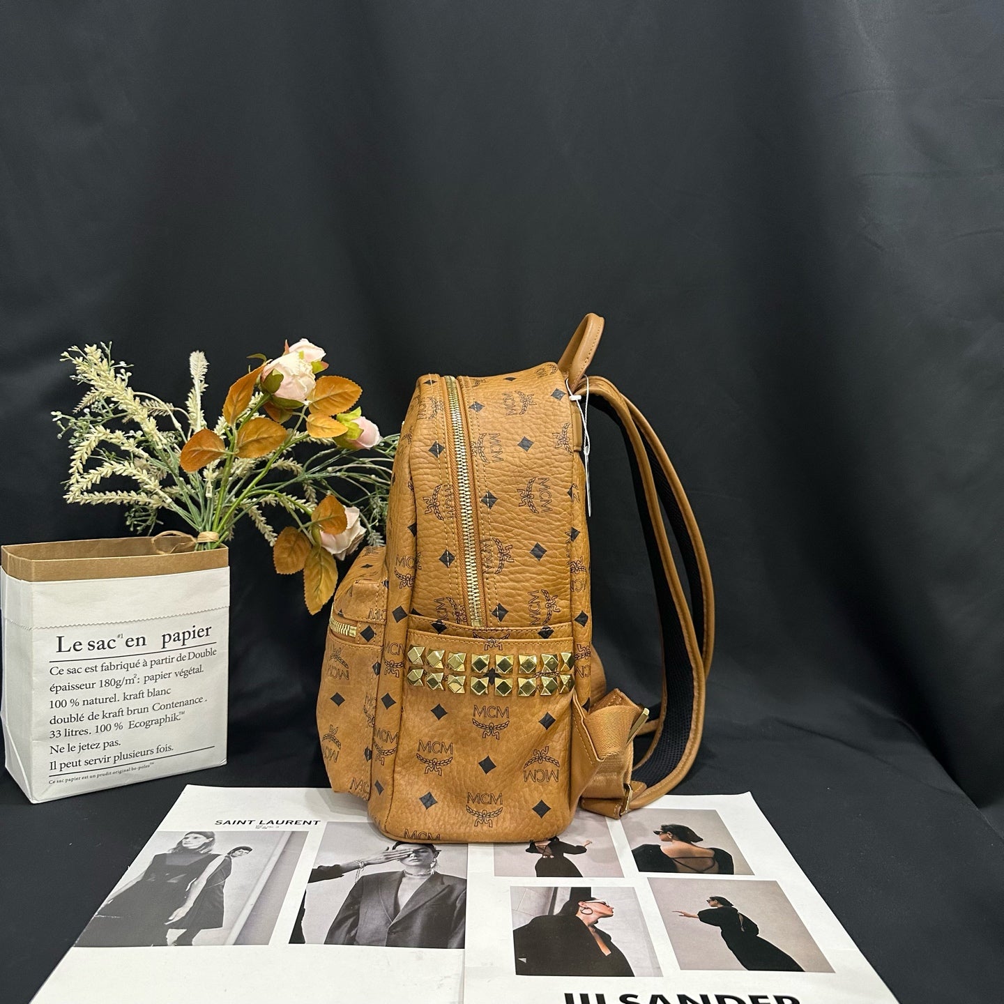 MCM - Stark Visetos Small Backpack (MMK6SVE37CO001) - Visetos coated canvas with leather trim - Cognac - (small)