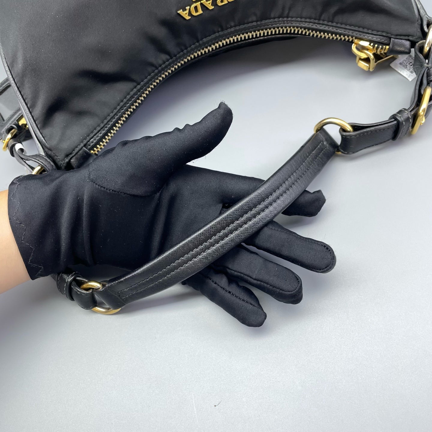 Prada - Hobo Shoulder Bag - Nylon with Saffiano Leather trim - Black - (Medium)