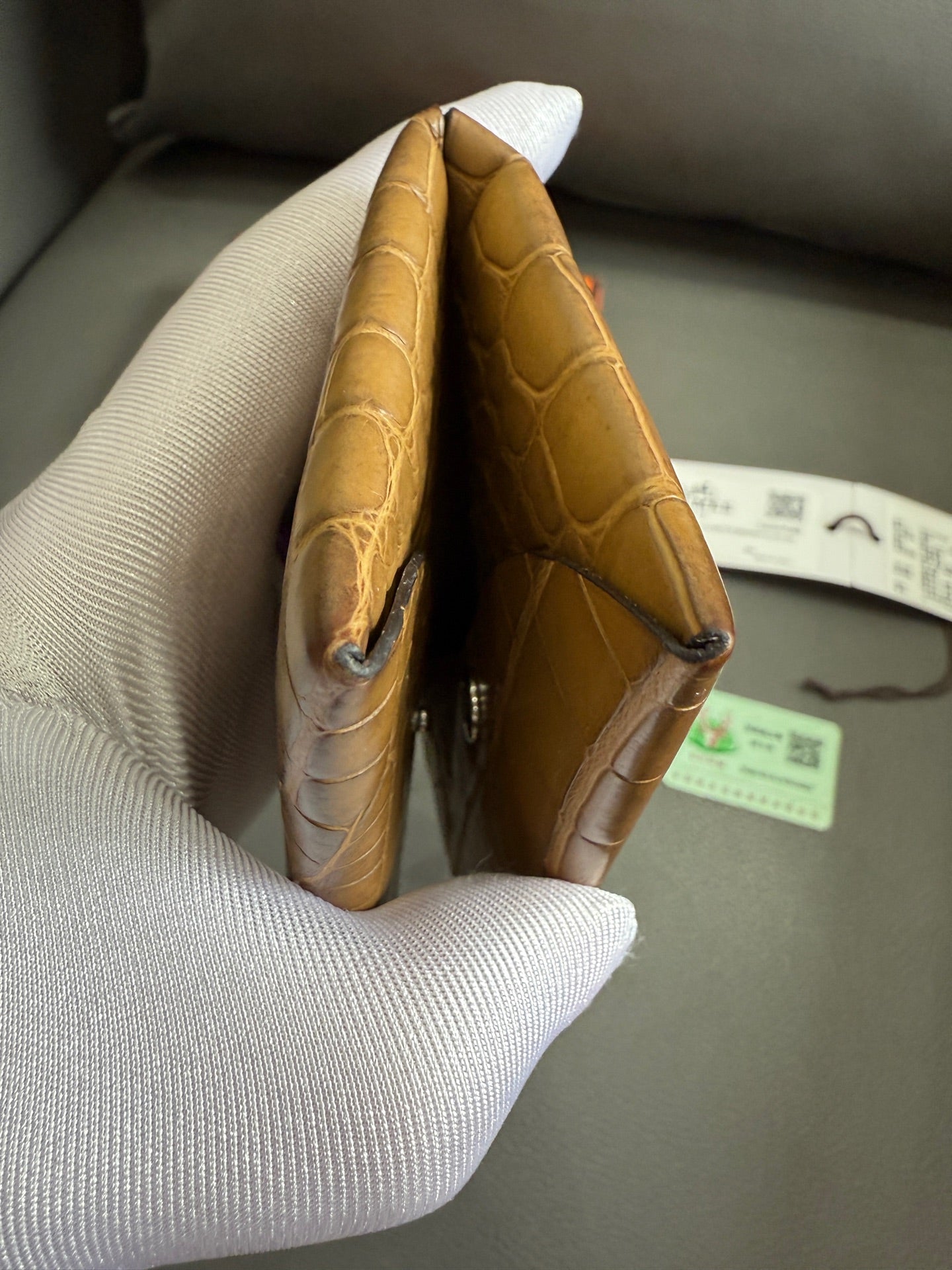 Hermès - Calvi - Crocodile leather - Camel - (small)