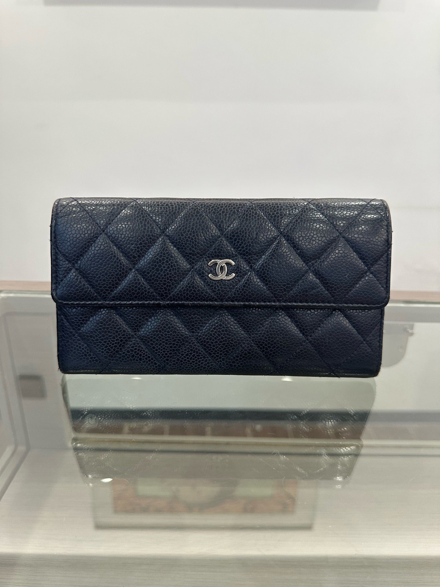 Chanel - Classic Flap Long Wallet - Caviar leather - Navy - (medium)