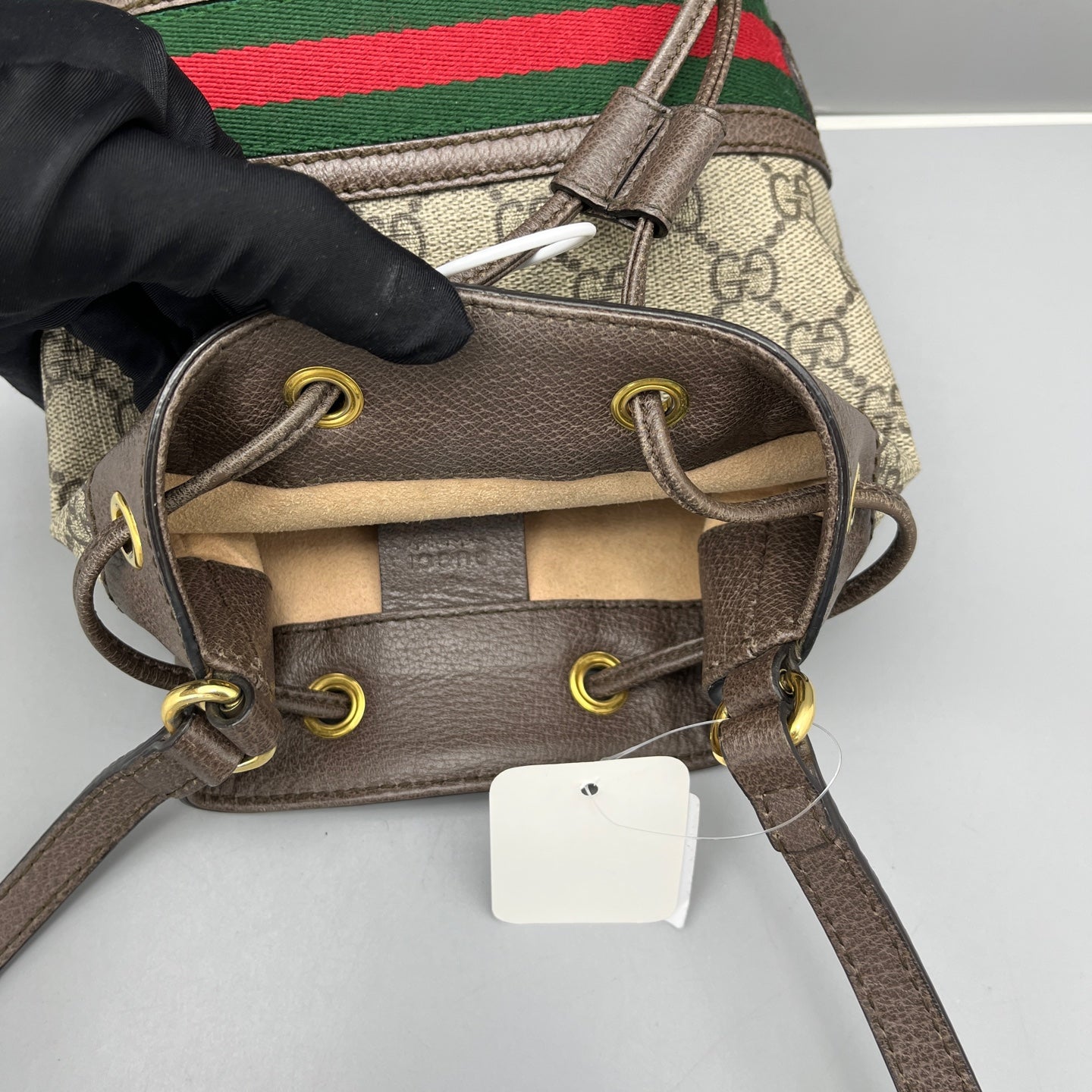 Gucci - Ophidia Mini Bucket Bag - GG Supreme canvas with leather trim - Brown - (mini)