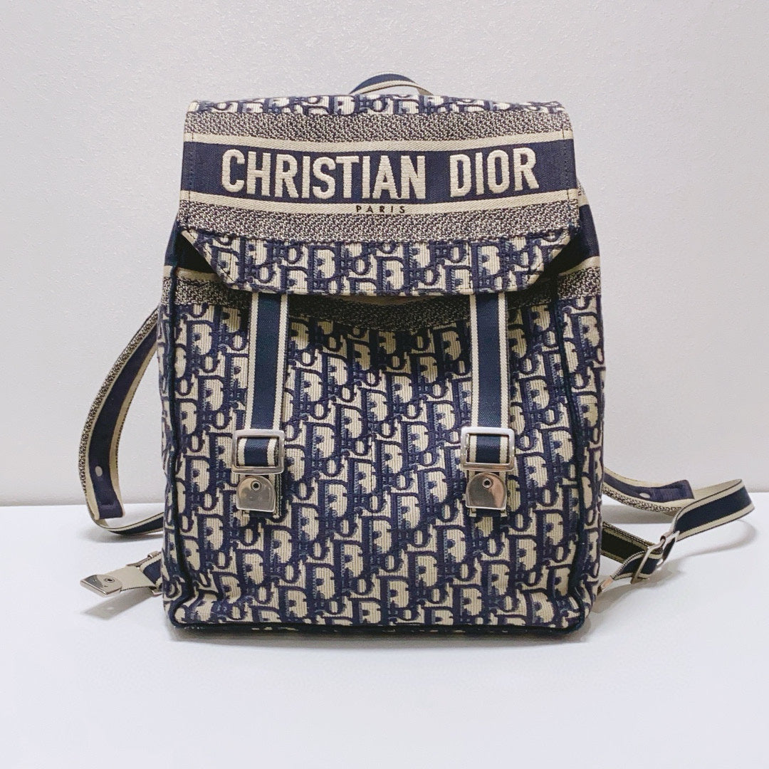 Dior - Oblique Flap Backpack - Cloth - Blue - (Medium)