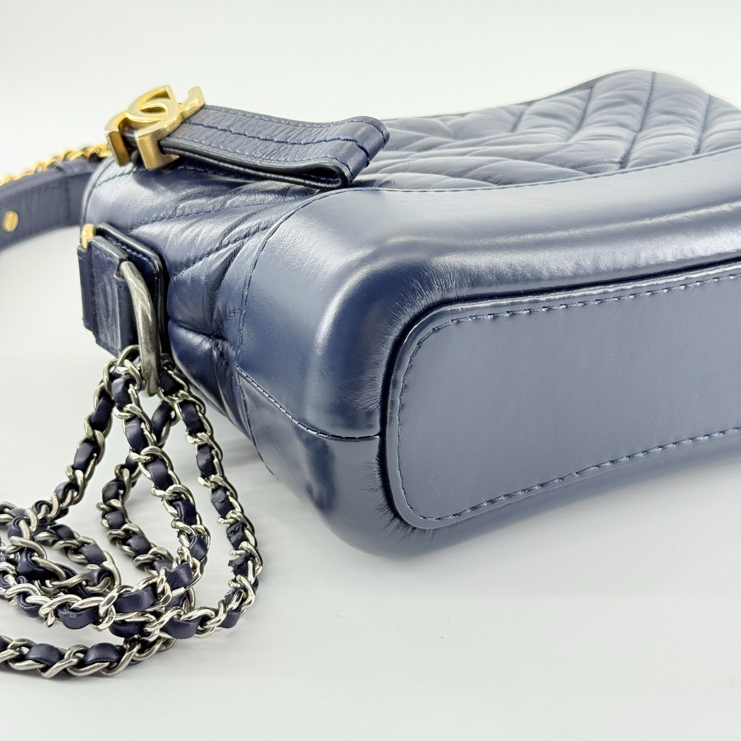 Chanel - Gabrielle Hobo Bag - Aged calfskin leather - Blue - (Small)