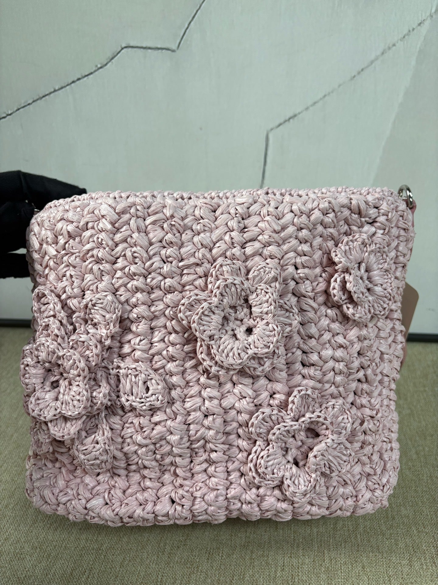 Miu Miu - Rafia Crystal Bucket Bag - Raffia with crystal embellishments and leather trim - Pink - (small)