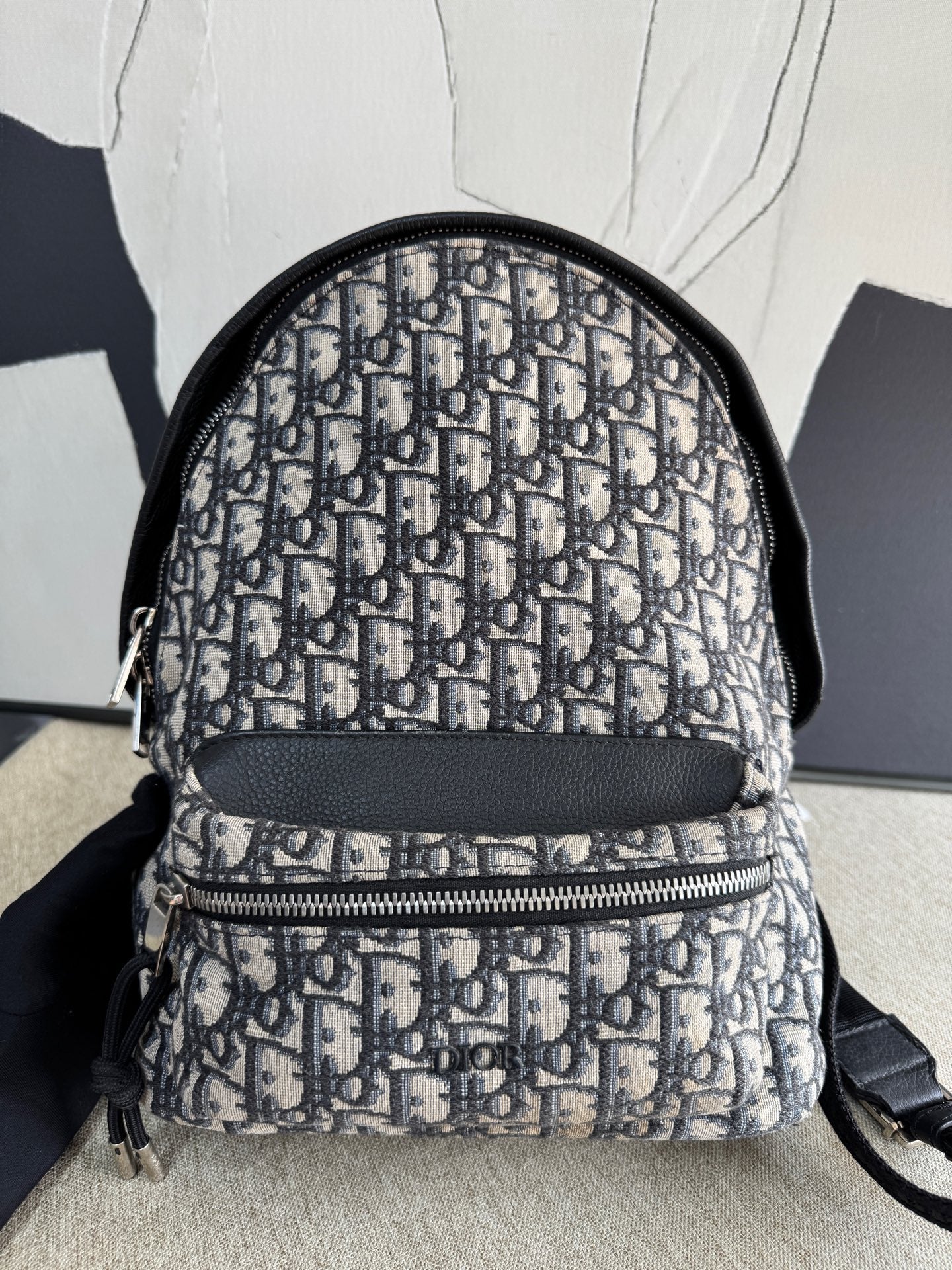Dior - Rider Oblique Backpack Small - Dior Oblique jacquard canvas with leather trim - Grey, Beige and Black - (small)