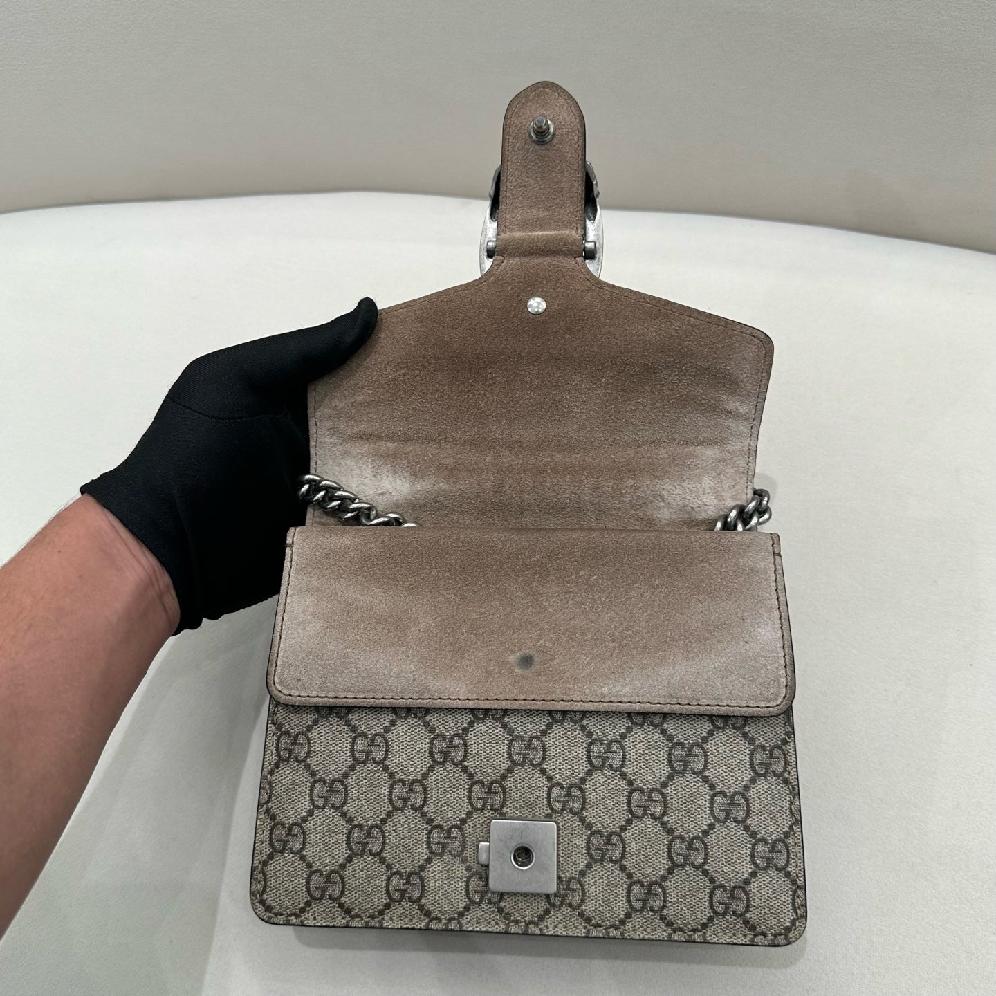 Gucci - Dionysus Small Shoulder Bag - GG Supreme canvas with suede trim - Beige with Brown GG monogram - (Small)