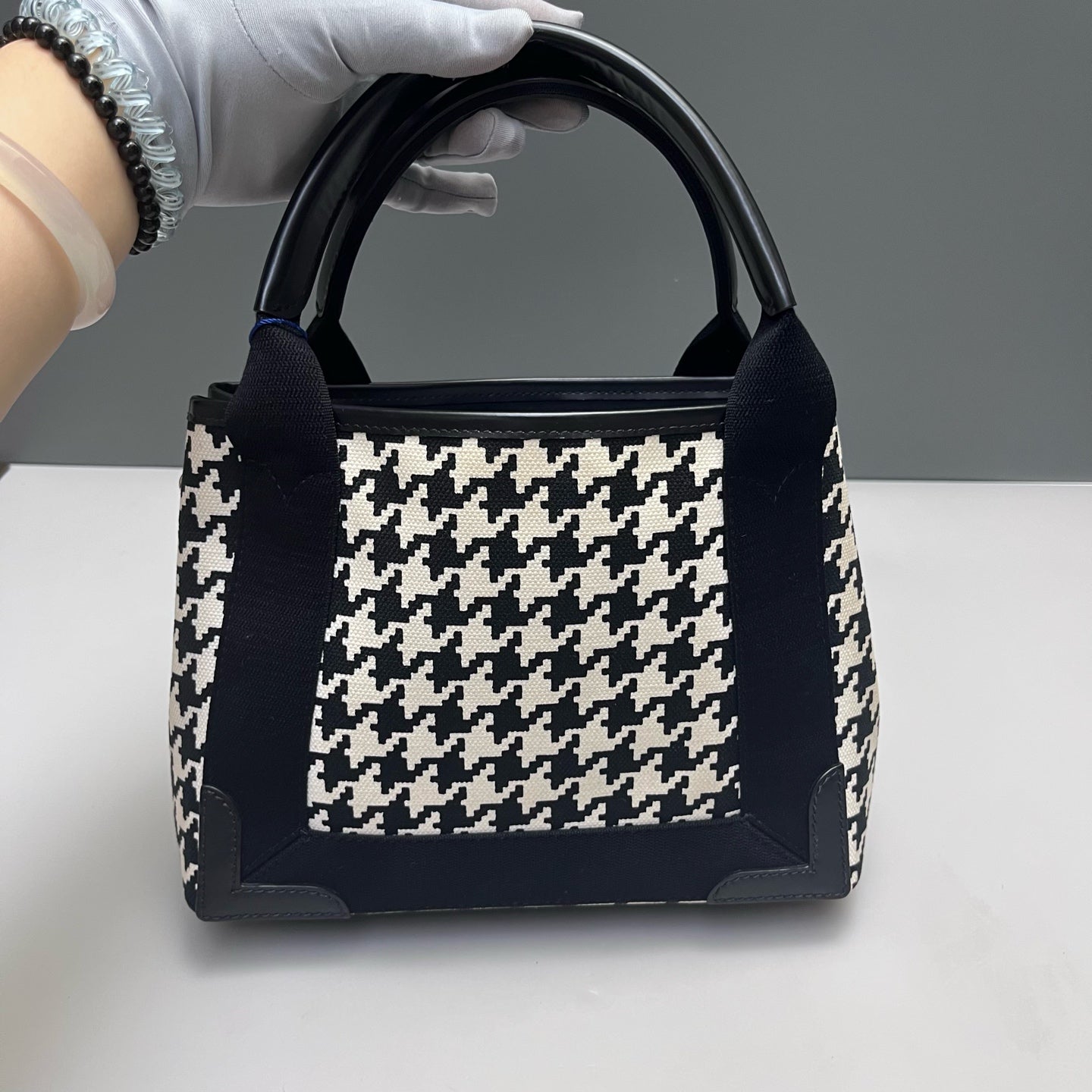 Balenciaga - Houndstooth Canvas Tote Crossbody Bag - Canvas and Leather - Black - (medium)