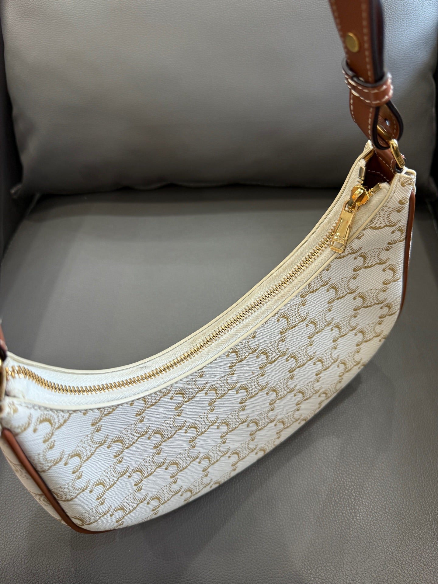 Celine - Ava Bag - Coated canvas with leather trim - White - (mini)