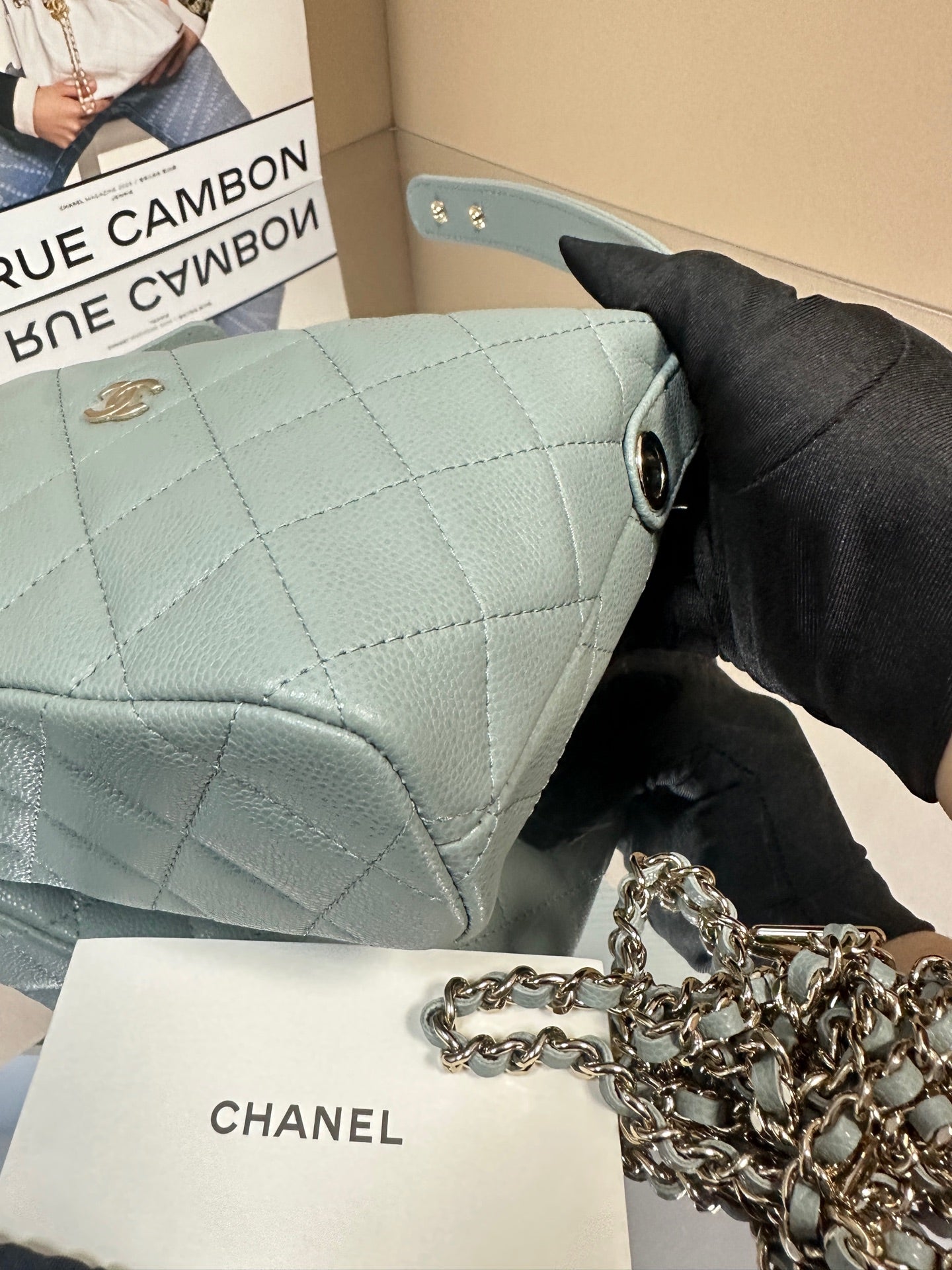 Chanel - Hobo Lunchbox Bag - Grained calfskin leather - Light Green with Gold-Tone Hardware - (mini)