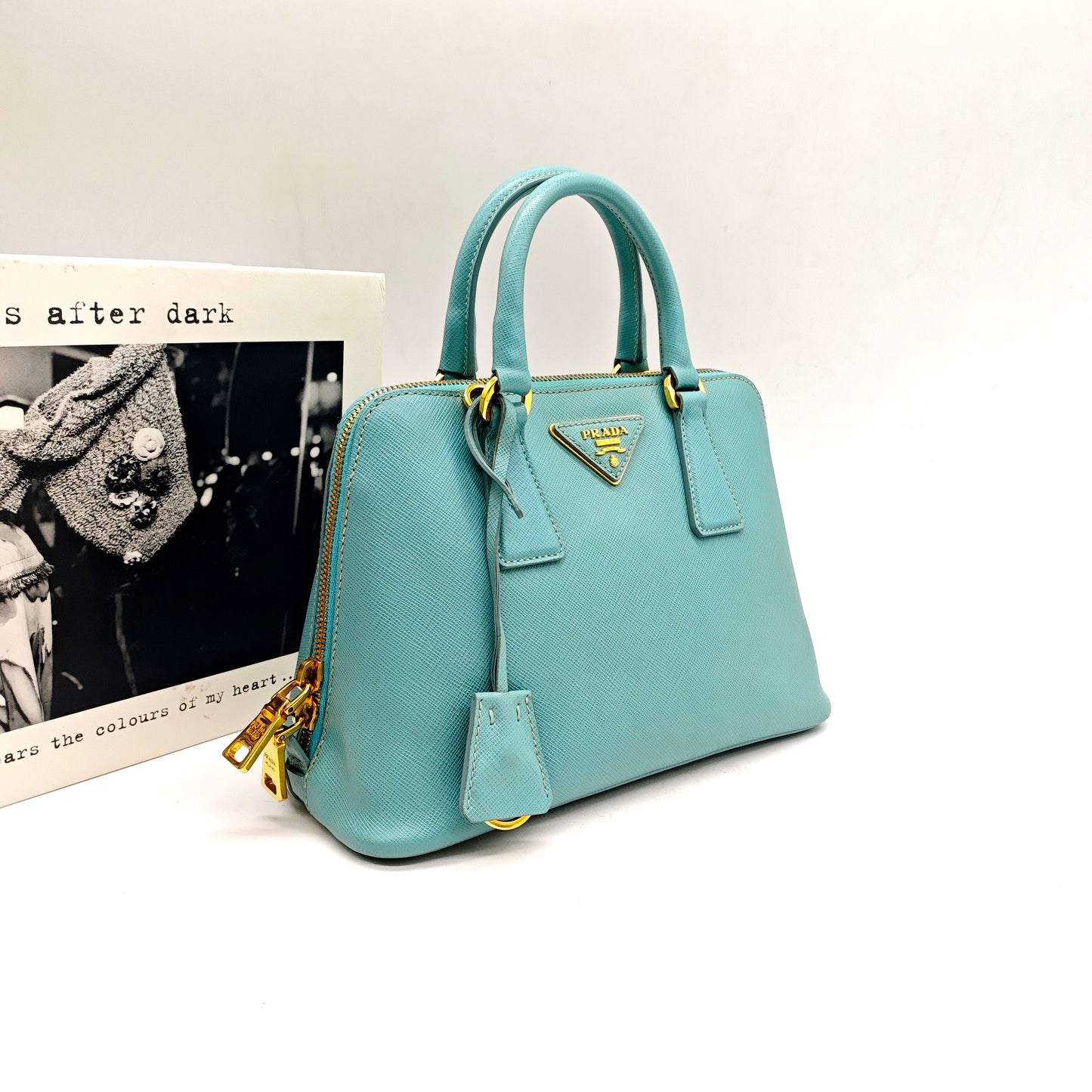 Prada - Saffiano Lux Dome Bag - Saffiano leather - Lake Blue - (Small)