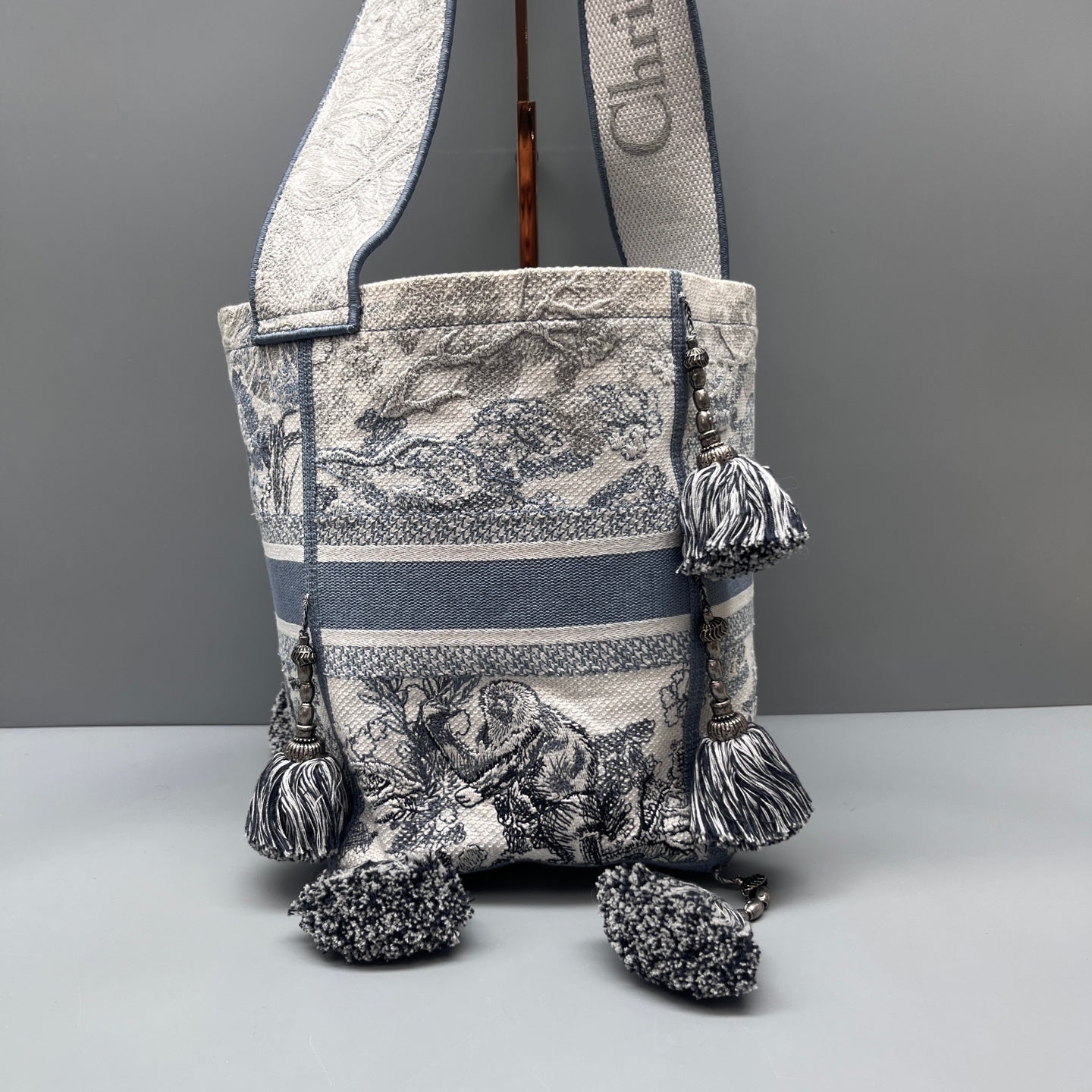 Dior - Dior Toile de Jouy Sauvage Embroidered Bucket Bag - Embroidered Canvas / Fabric with Leather Trim - Multicolour - (Medium)