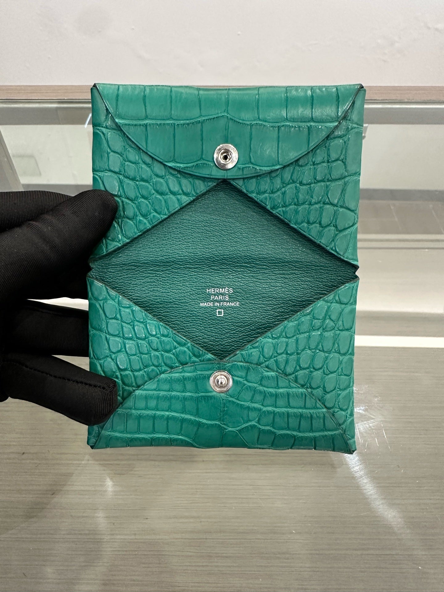 Hermès - Calvi - Exotic leathers - Crocodile - Green - (mini)