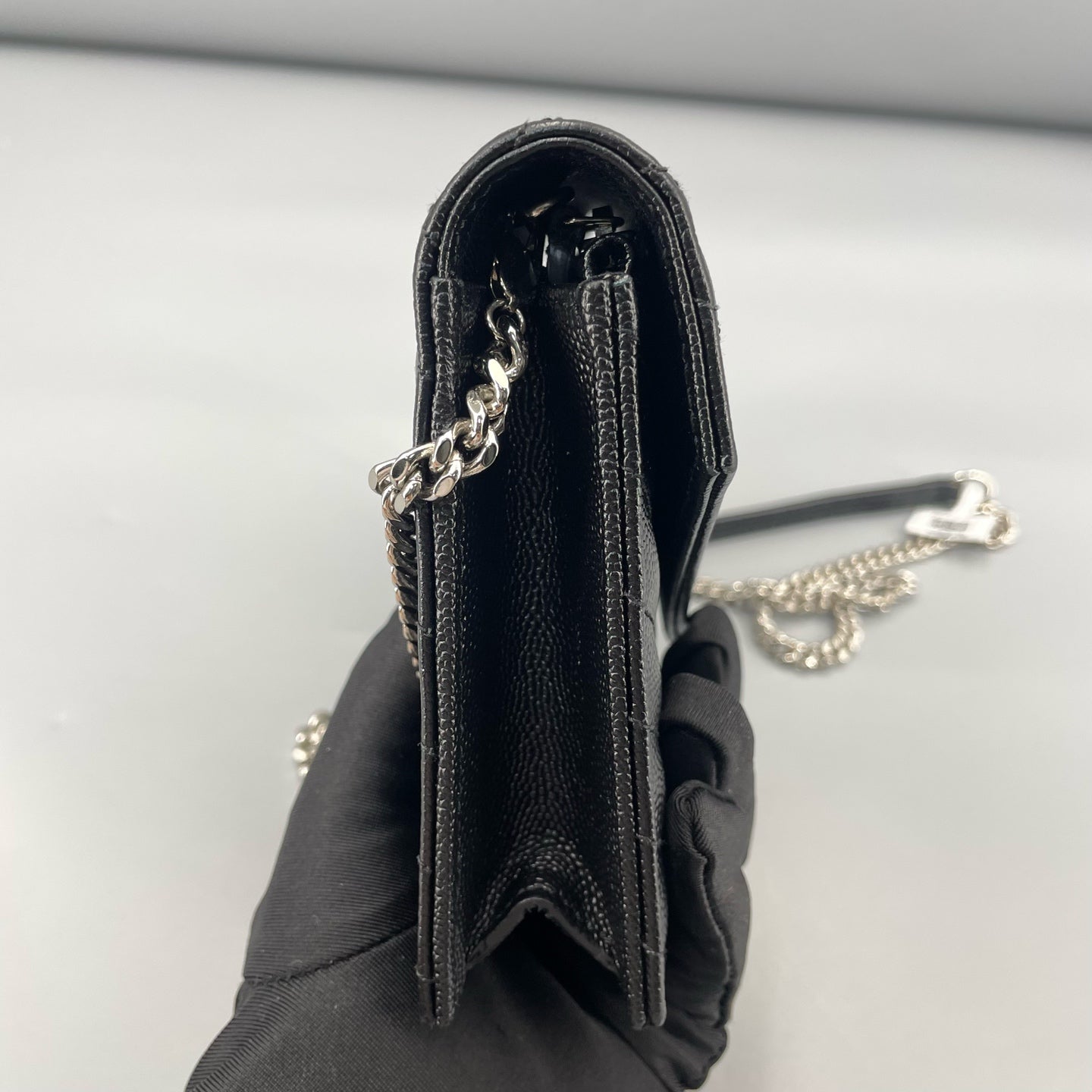 Saint Laurent - Envelope Bag Small - Calfskin leather - Black with Silver-Tone Hardware - (small)