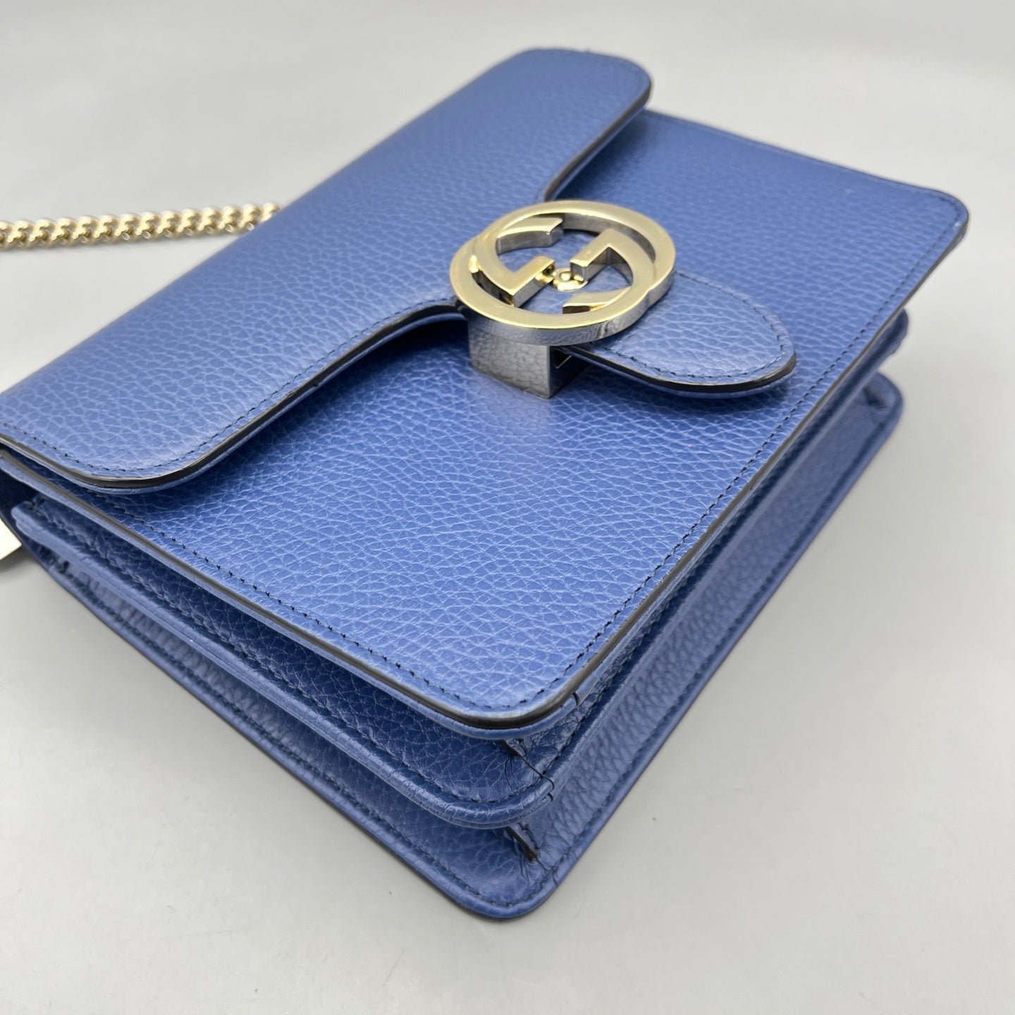Gucci - Interlocking G Accordion Flap Bag - Leather - Blue - (Small)